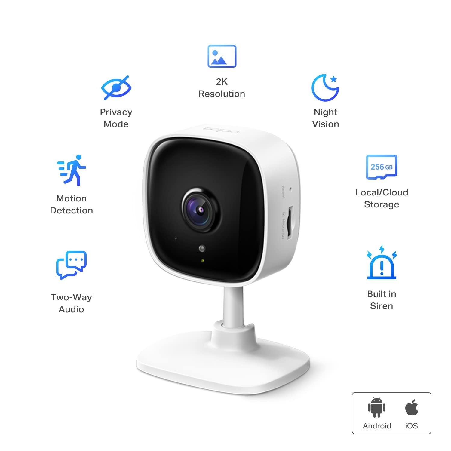 Tapo 2K Indoor Security Camera for Baby Monitor, Dog 1-Pack, White