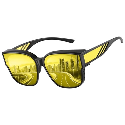 Night Vision Driving Glasses for Men Women – Square Polarized Fit A02-black