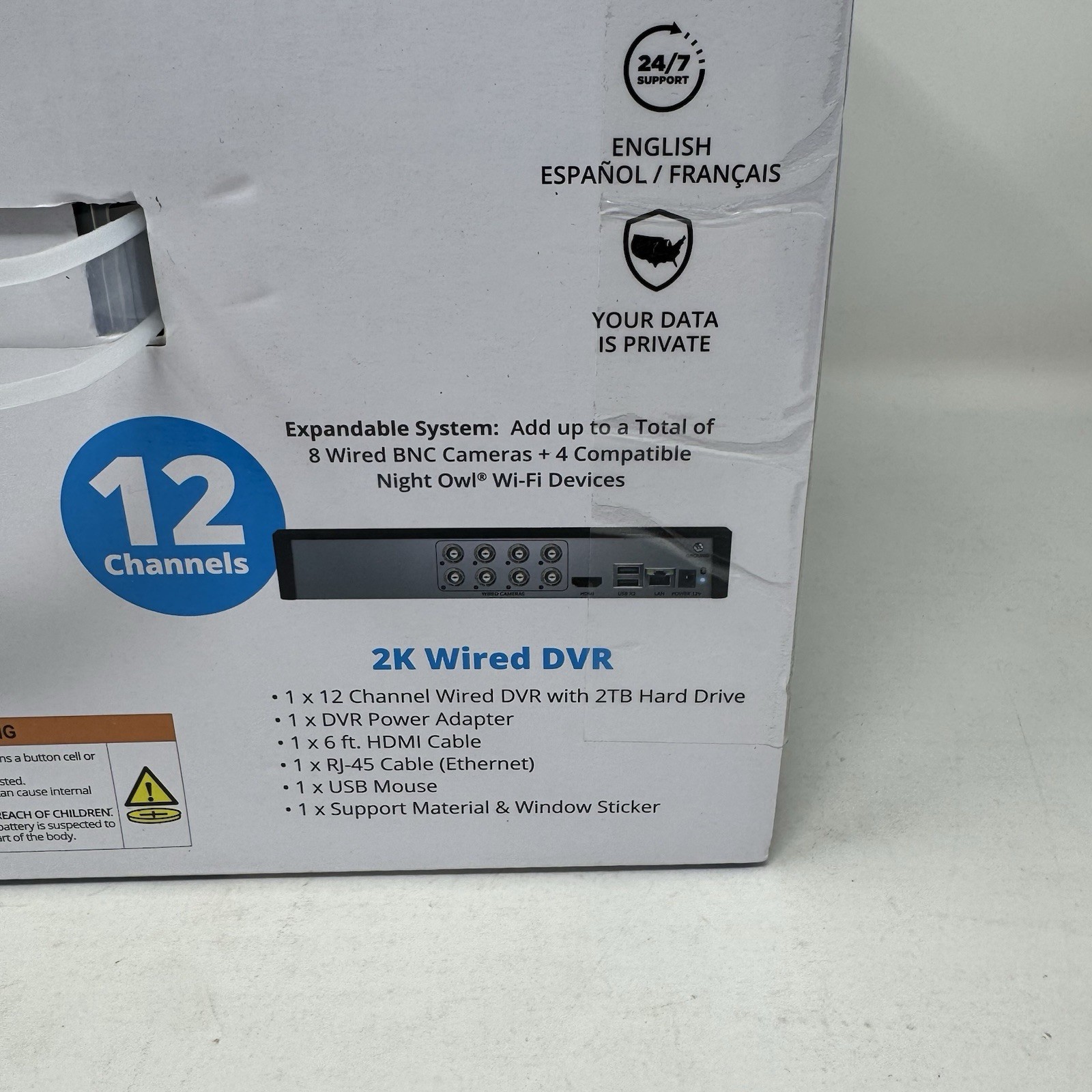 Night Owl 2K Wired Security System 4 Cameras 2TB DVR Night Vision 2-Way Audio