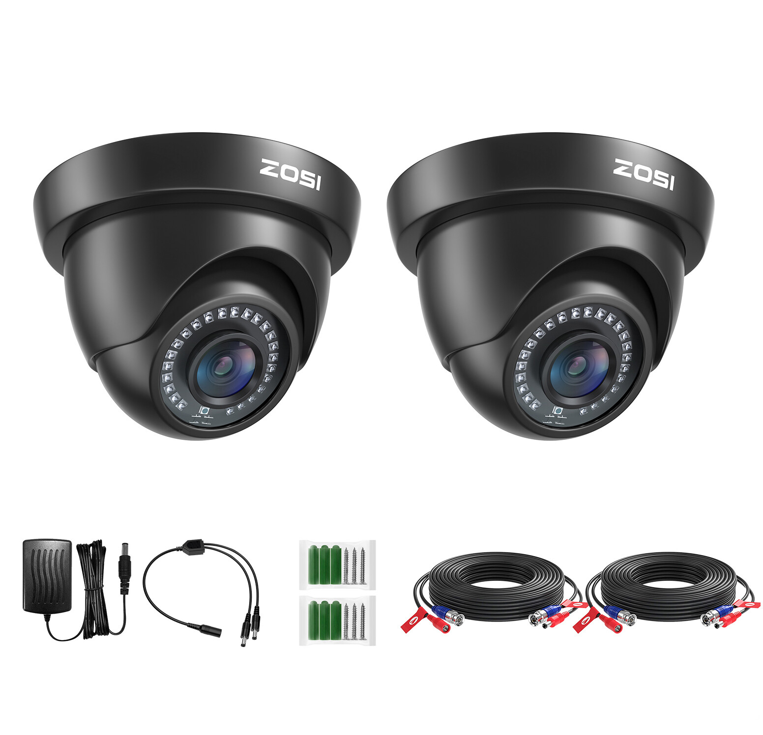 ZOSI 2PK 1080p TVI Security Dome Camera Outdoor Home Day Night for CCTV System