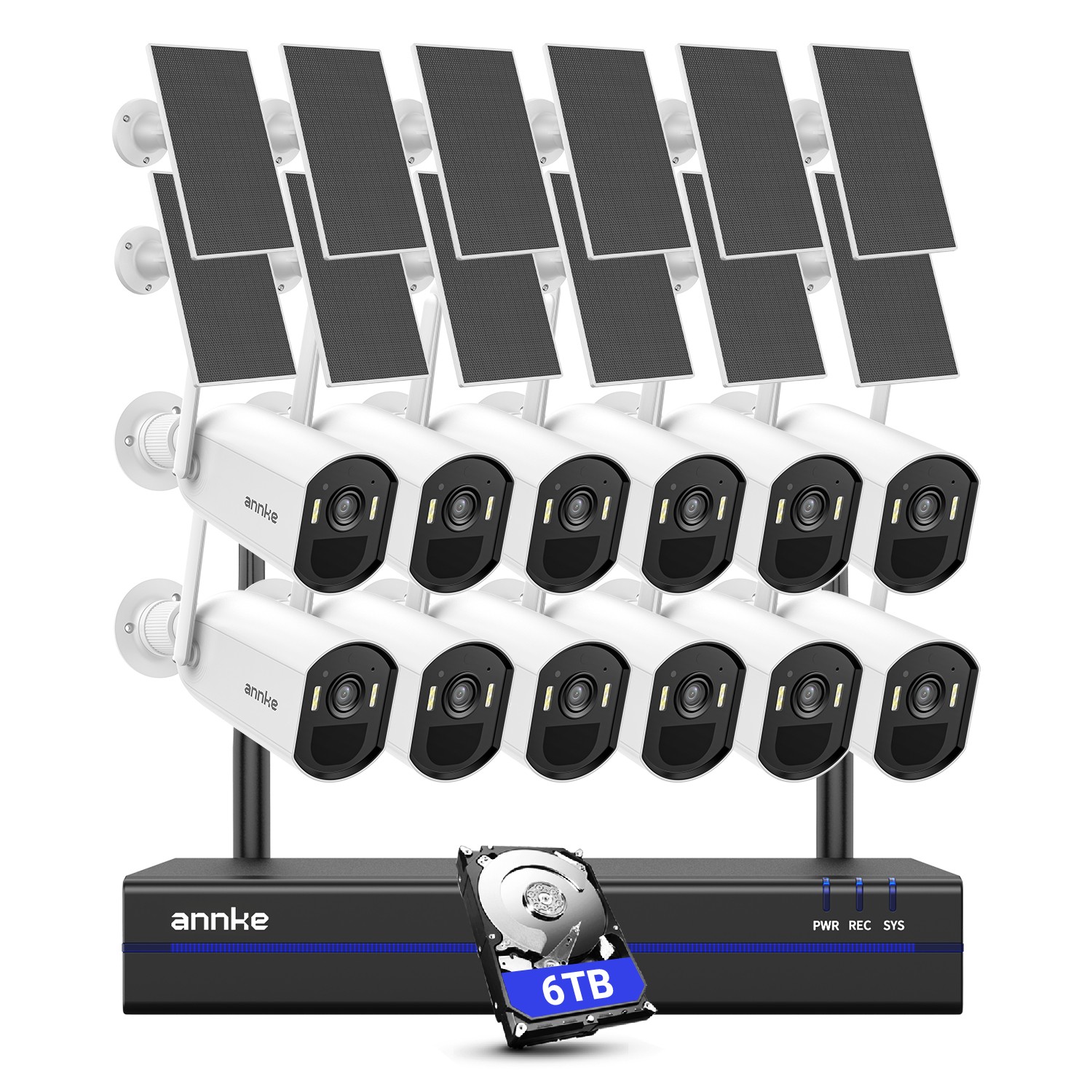 ANNKE 10CH NVR Wireless 4MP Color Security Camera System Solar Power 2 Way Audio