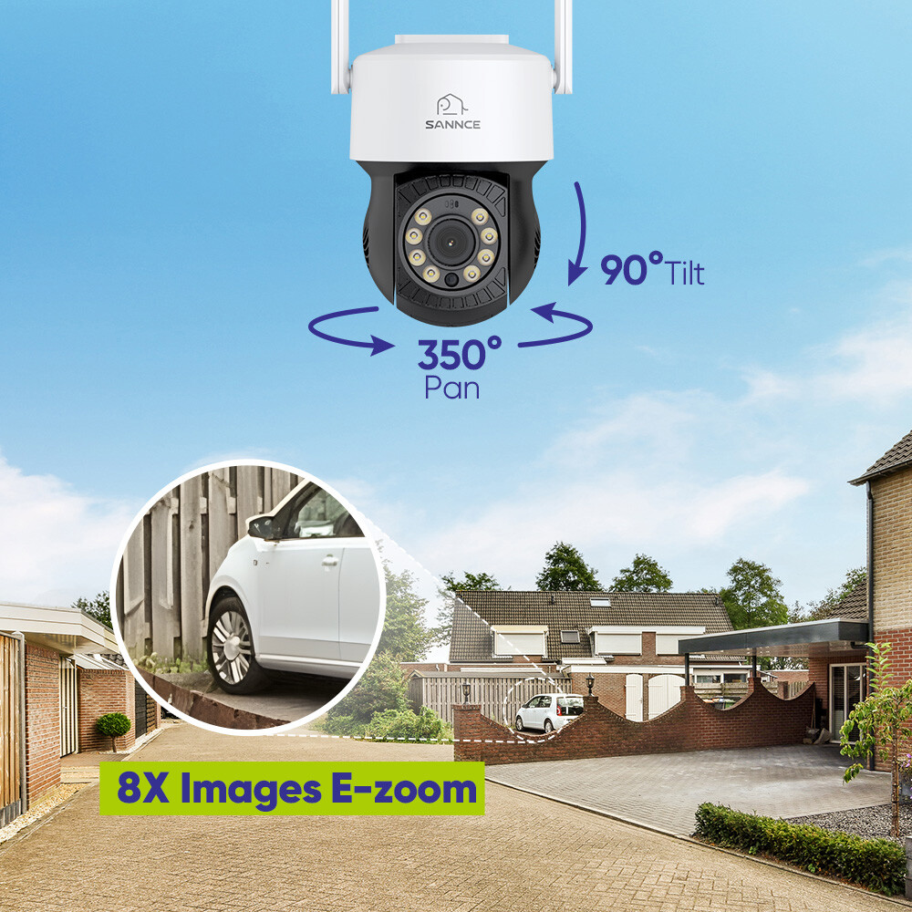 SANNCE 5MP Wireless PT Outdoor CCTV Security Camera WiFi 2 Way Audio Full Color