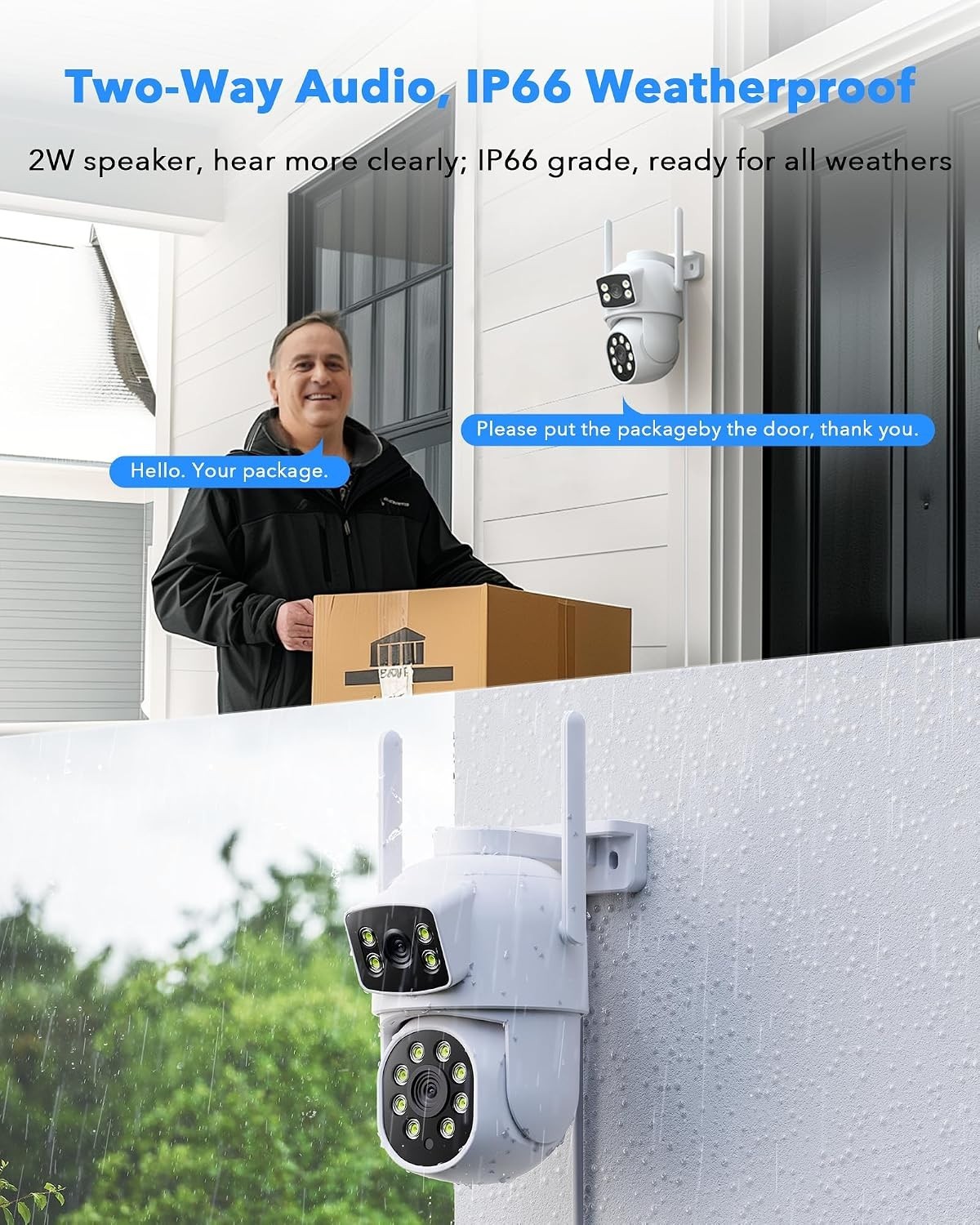Wireless Security Camera System with 10.1″ Monitor & Dual Lens PTZ Cameras