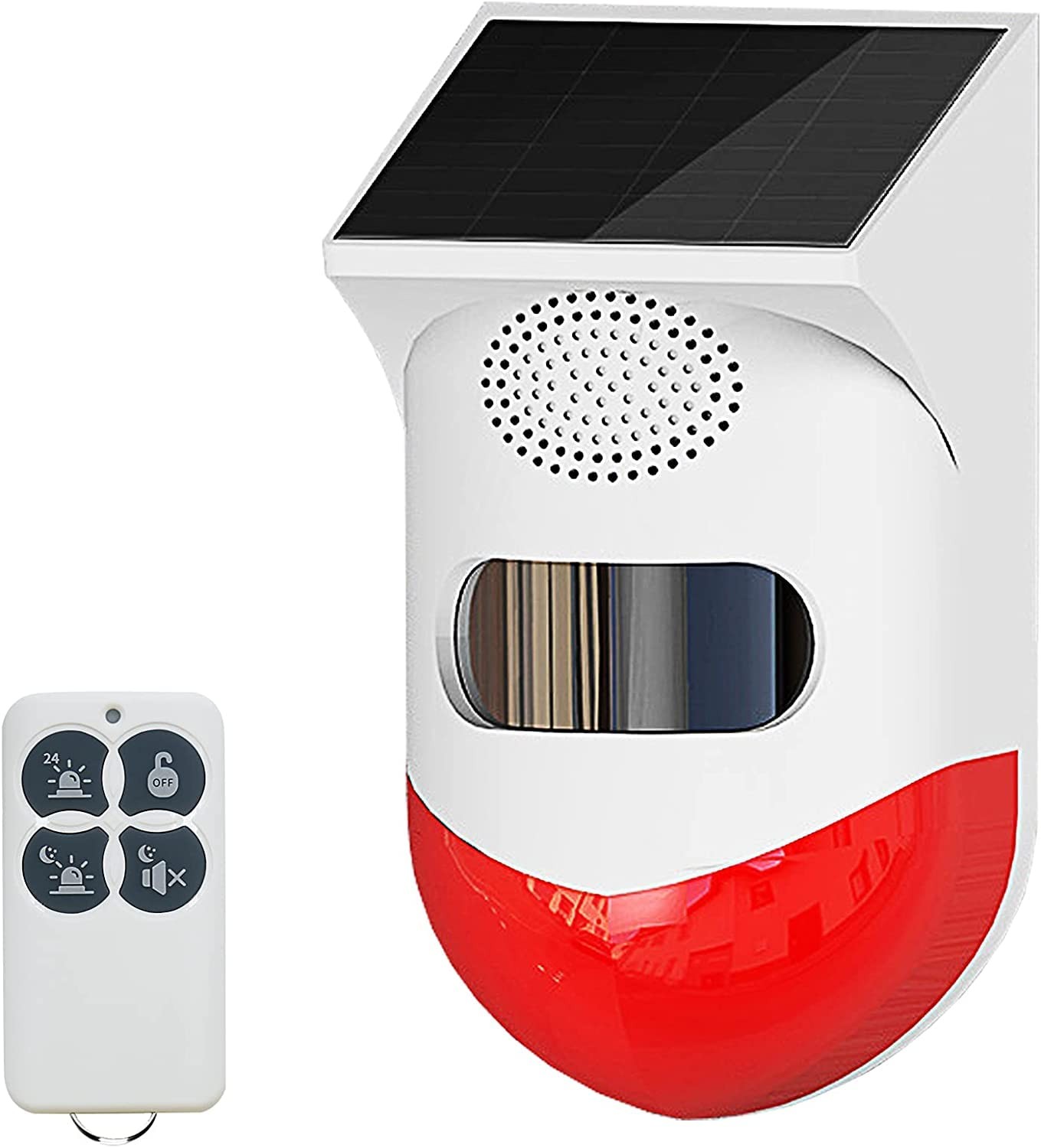 Solar Strobe Alarm Light with Motion Sensor Siren Outdoor Alarm Siren with Re…
