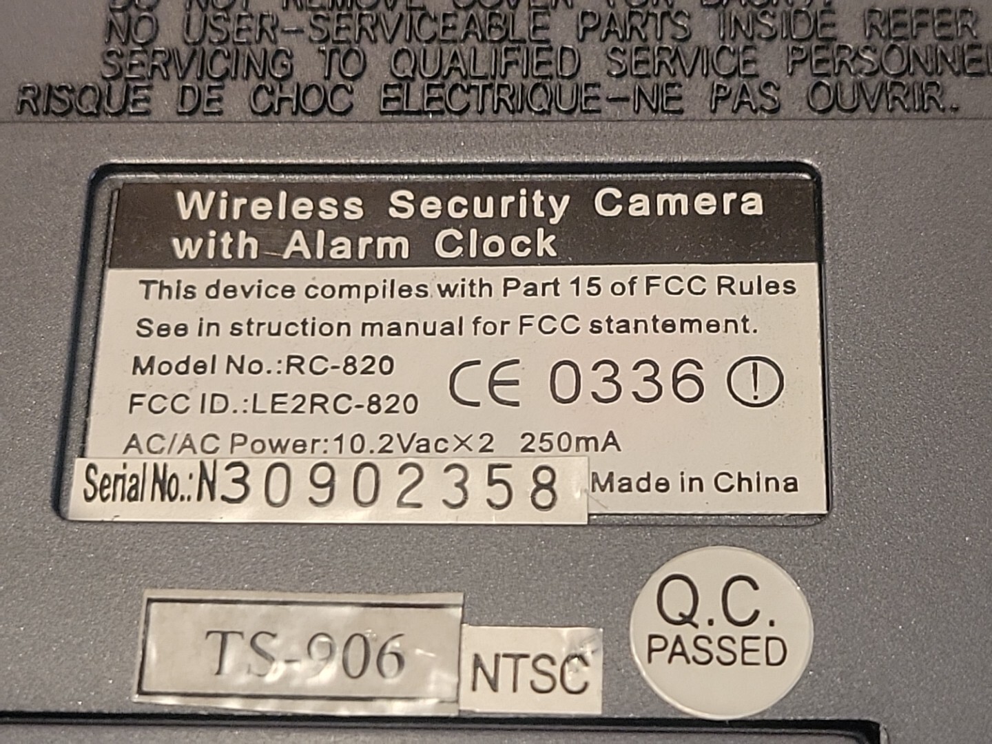2.4 ghz wireless color camera with am fm radio alarm clock system TS-906