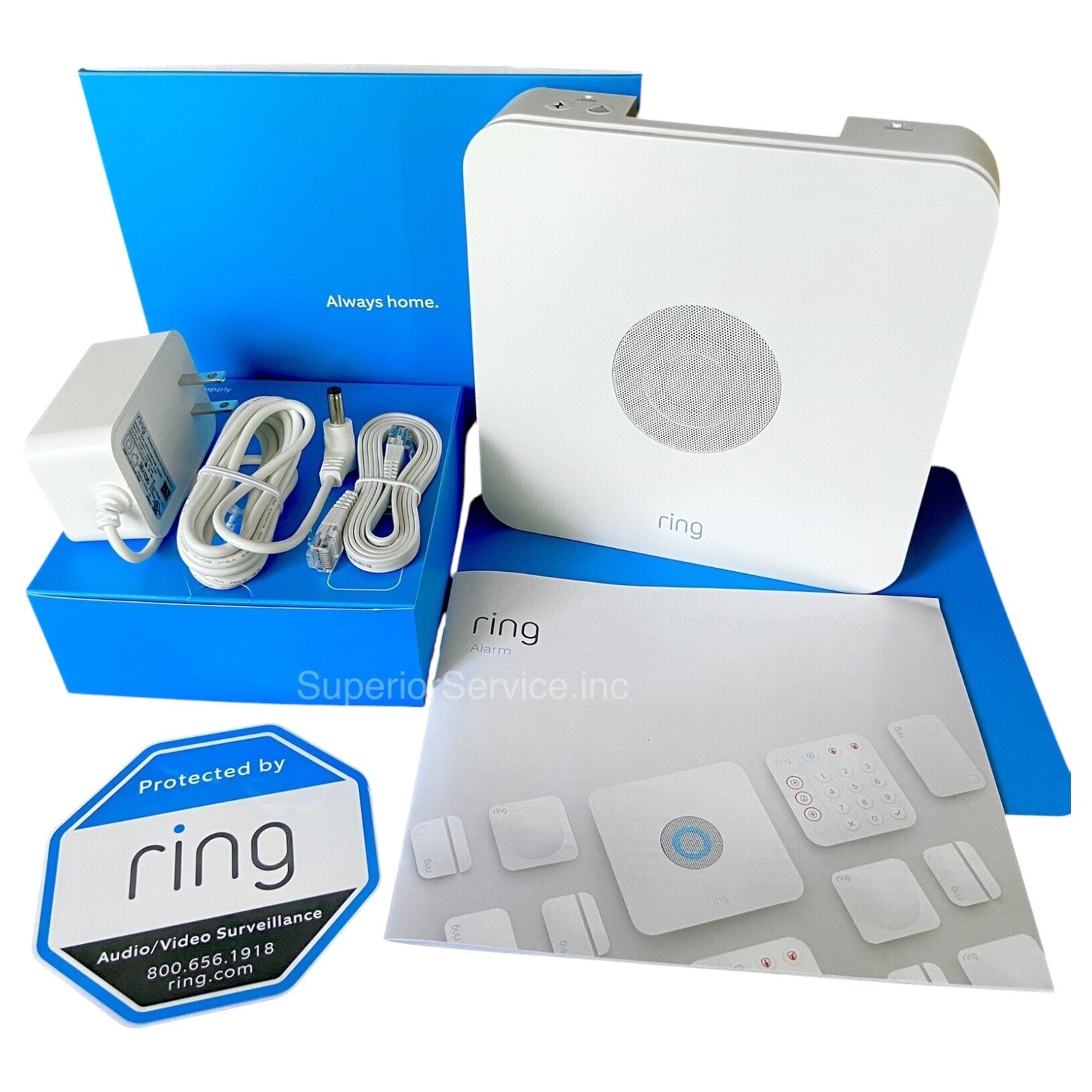 Ring Alarm 14-Piece Kit Ring Battery Doorbell and Floodlight Cam Wired Plus