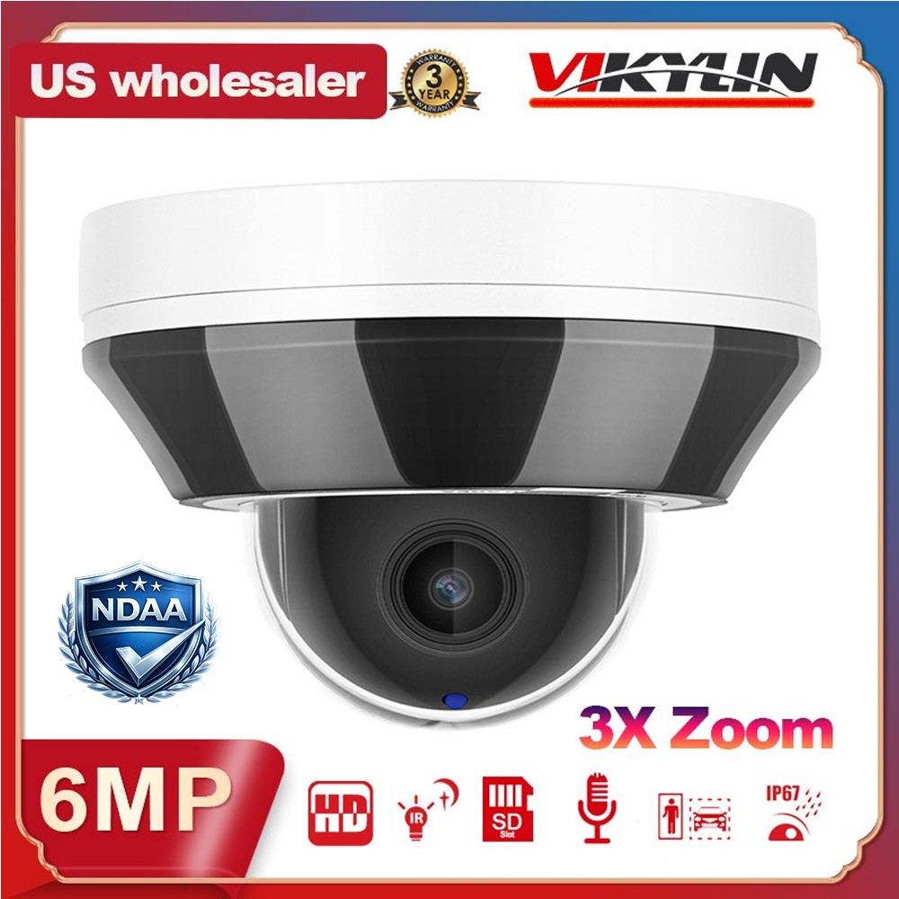 Vikylin 16ch CCTV System 6MP 3X Zoom PTZ Dome IP Camera IR Mic 4k 16 POE NVR Lot