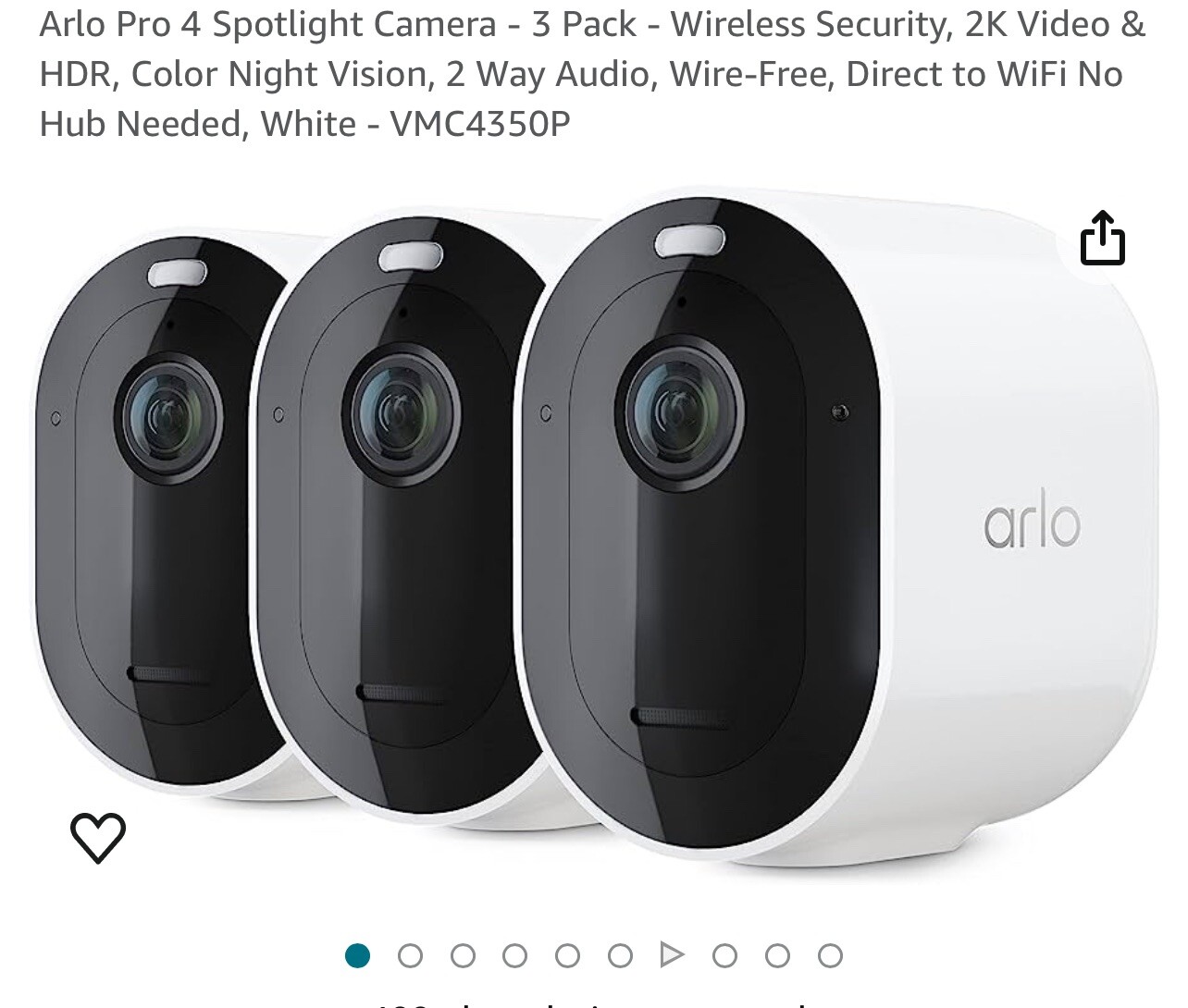 Arlo Essential Spotlight Indoor Outdoor 1080p HD Wireless Camera – Pack of 3…