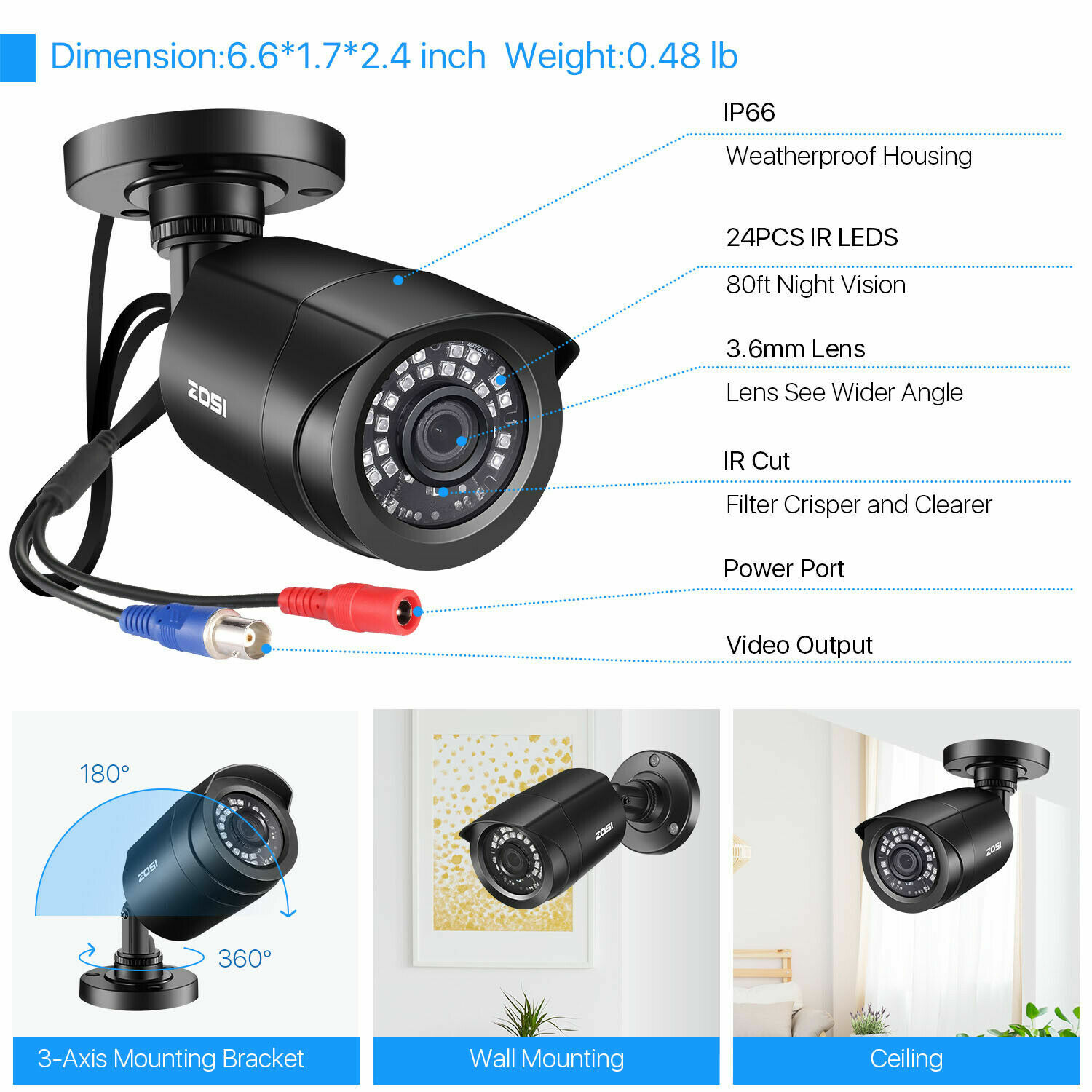 ZOSI 16CH 16 Channel H.265+ HDMI DVR 2TB 1080P Home CCTV security camera System