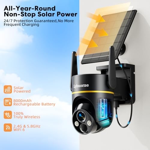 5G&2.4GHz 4MP Solar Security Camera Wireless Outdoor, Short-Solar Cam Black