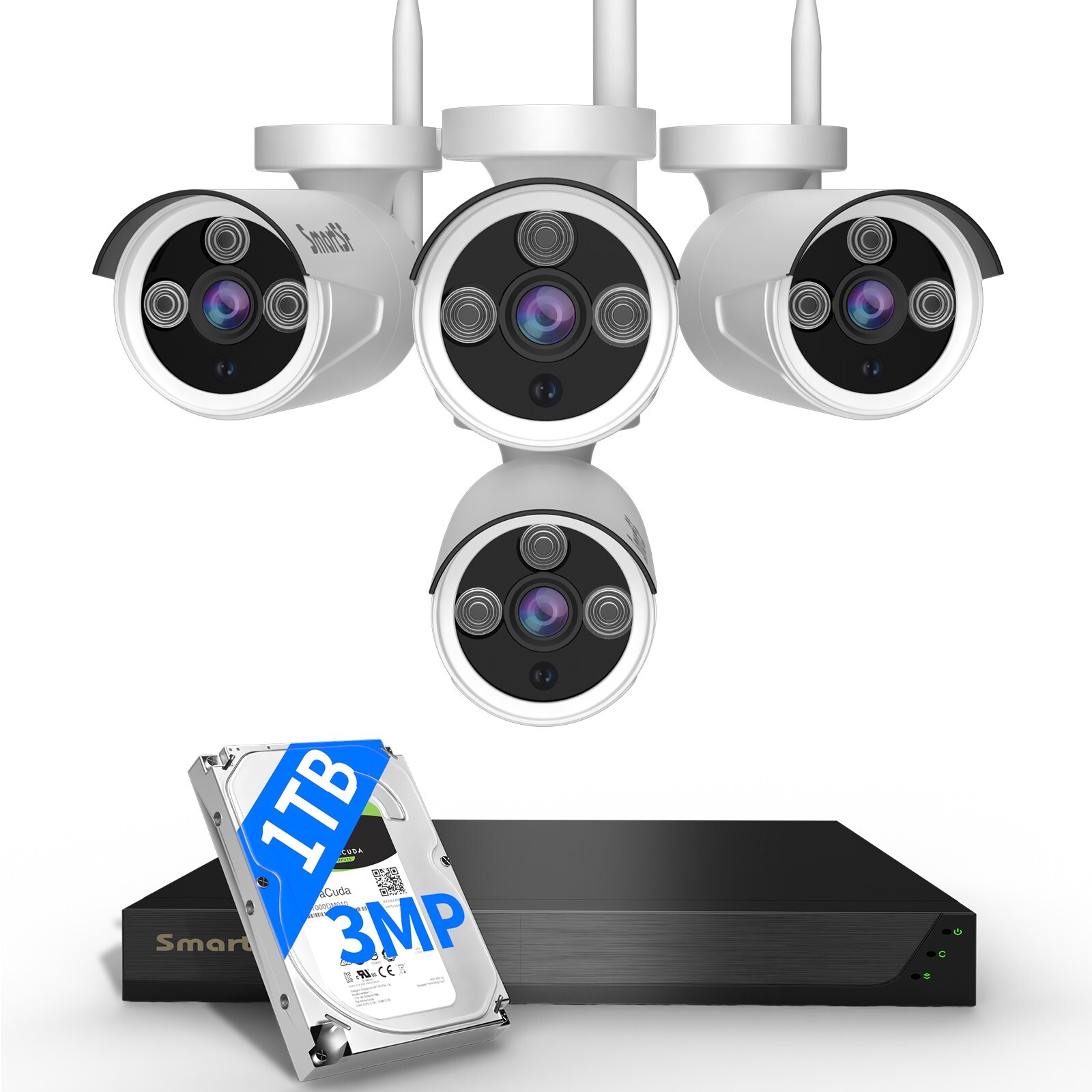 3MP Wireless Security Camera System 10CH NVR Motion Detection, 24/7 Recording