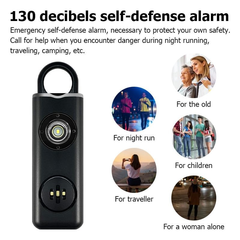 Rechargeable Personal Safety Alarm for Women | 130dB Loud Siren with Strobe L…