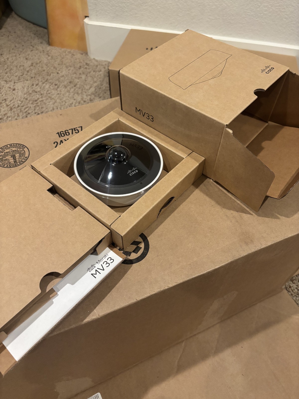 Cisco Meraki MV33-HW Indoor 360° Fisheye IP Camera 256GB Storage New Unclaimed