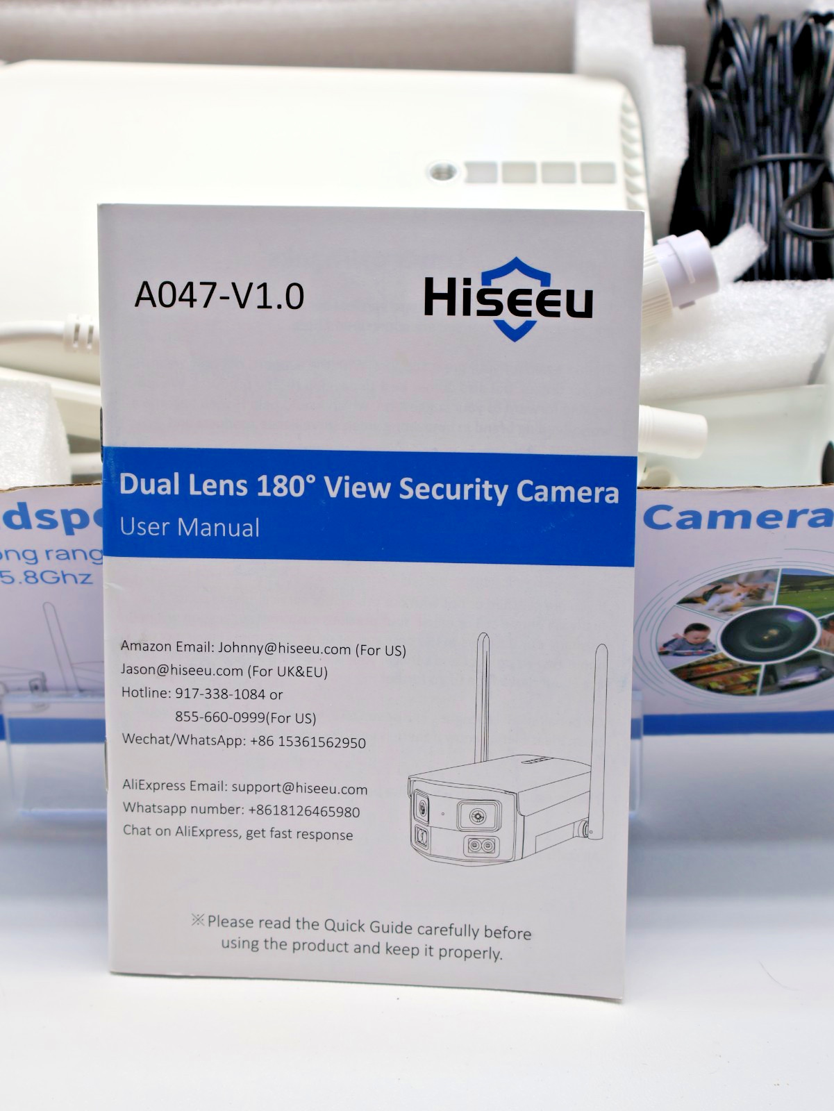 Hiseeu 180 Degree Ultra Wide Angle Dual Lens WiFi Pro Wireless Security Camera
