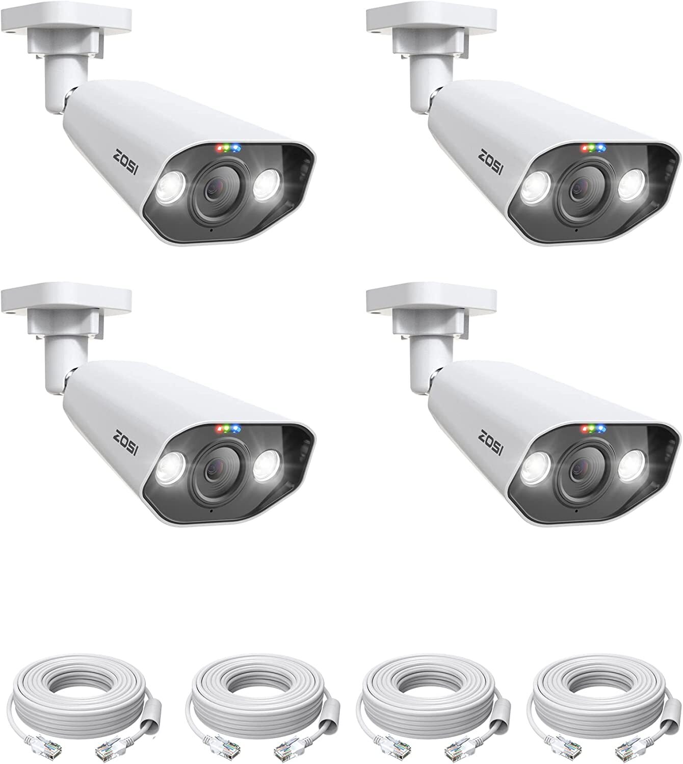 ZOSI 4PK AI 5MP/4K PoE Security CCTV IP Camera 2 Way Audio Human Vehicle Detect