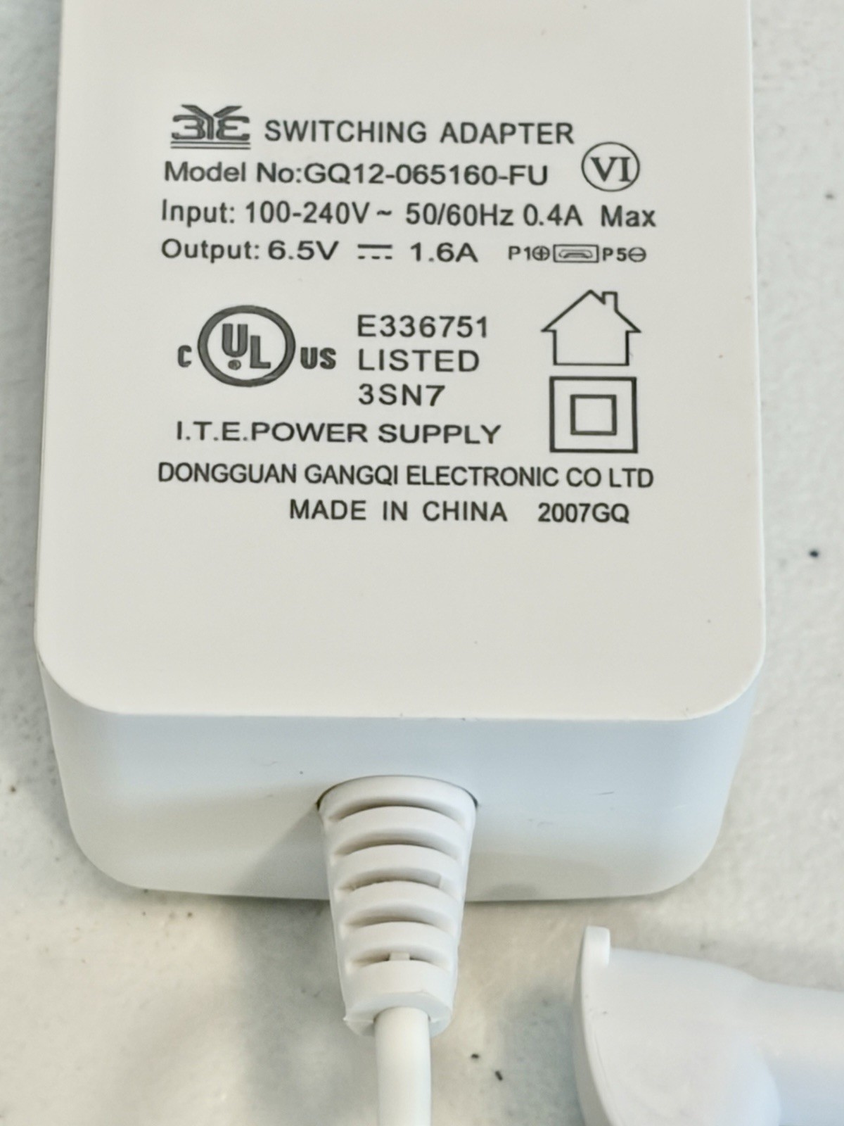 OEM SimpliSafe AC Adapter GQ12-065160-FU 6.5V 1.6A For SSBS3 Tested
