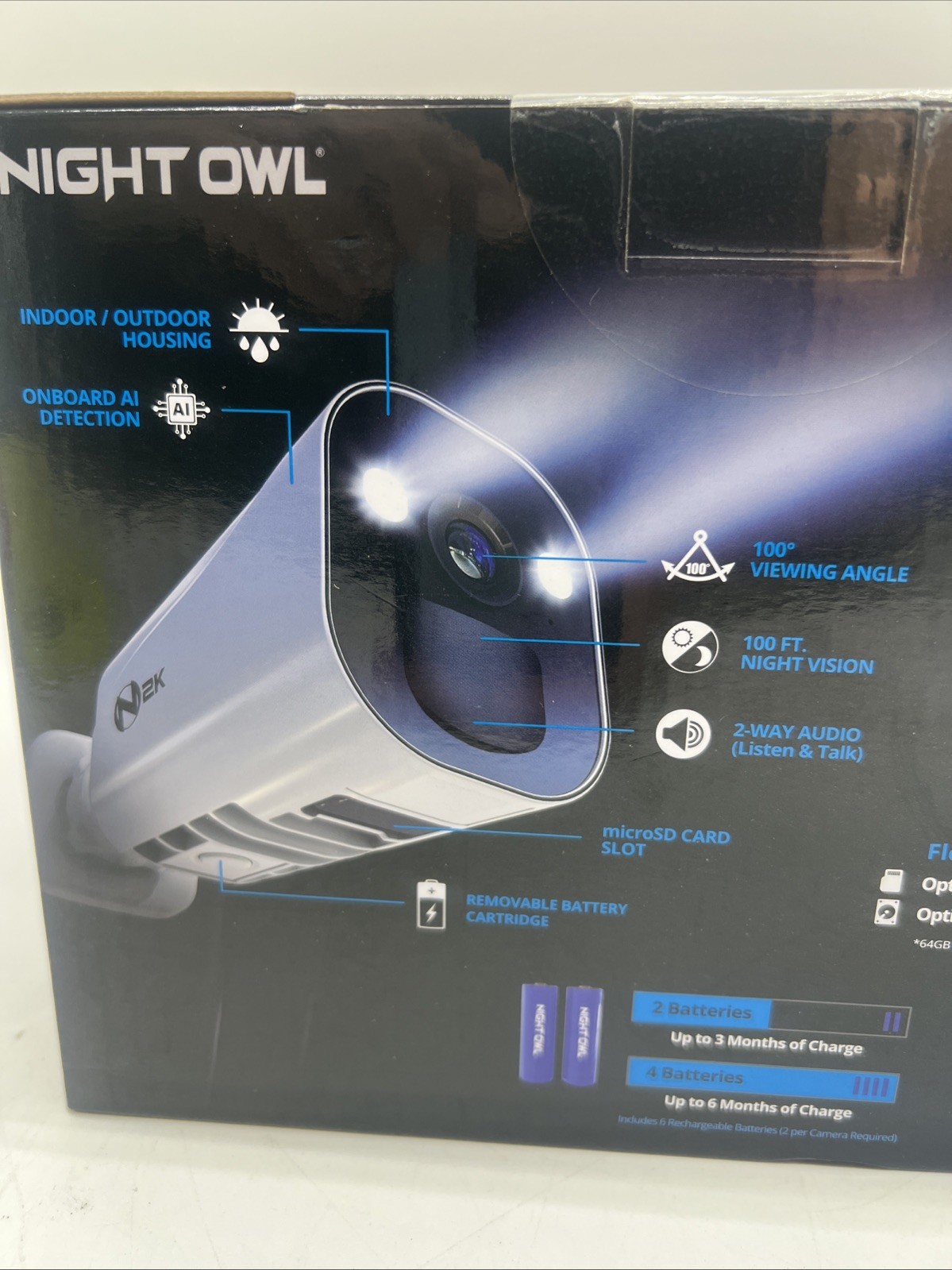 New Night Owl 2K HD Battery Wi-Fi Security Hub x3 Cameras FWR8G64-B43L FreeS&H