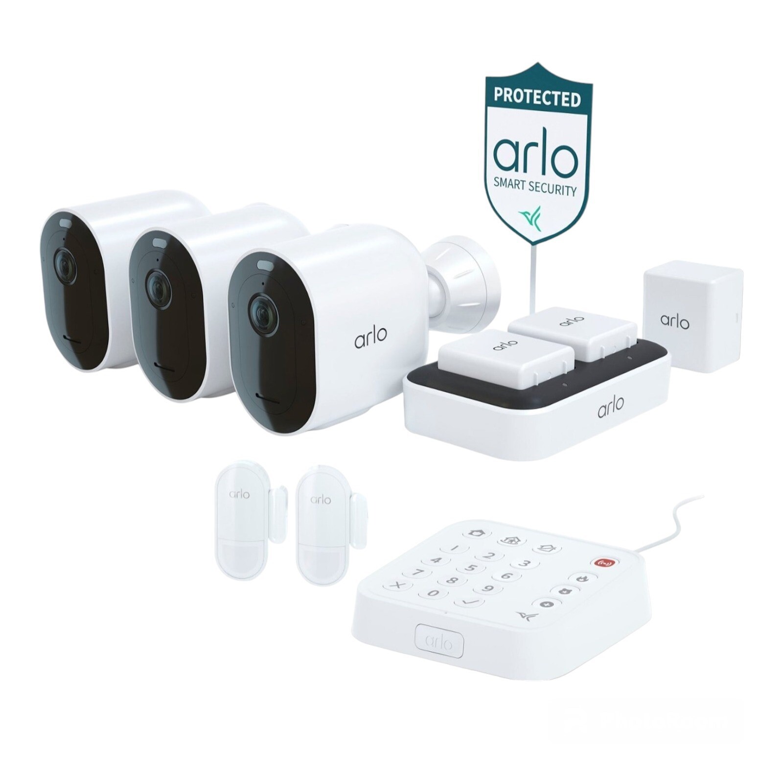 Arlo Pro 4 Wireless 2K Spotlight Security Camera System with Keypad and Sensors