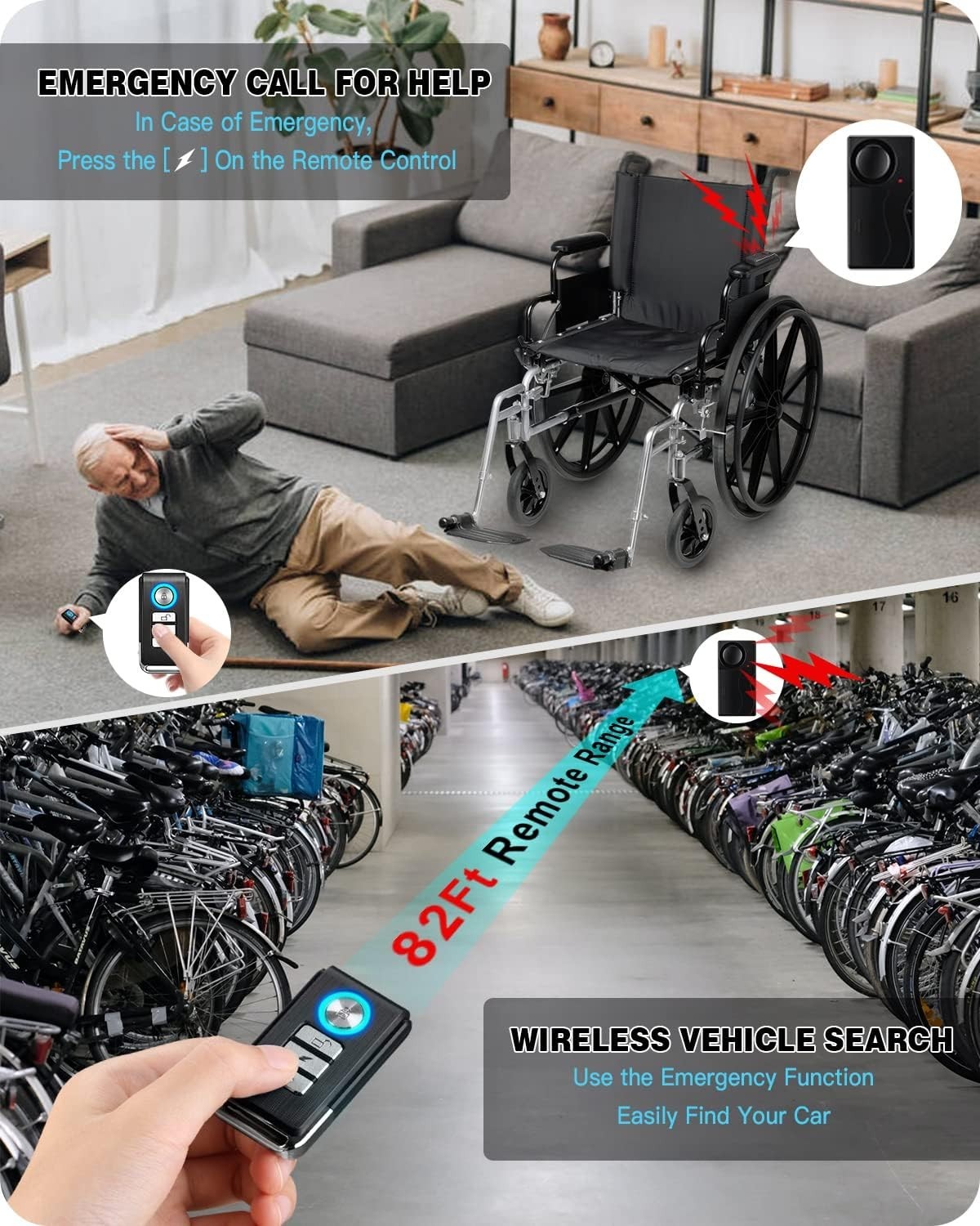 Wireless Vibration Alarm with Remote Anti-Theft 110dB for Bike/Vehicle Door