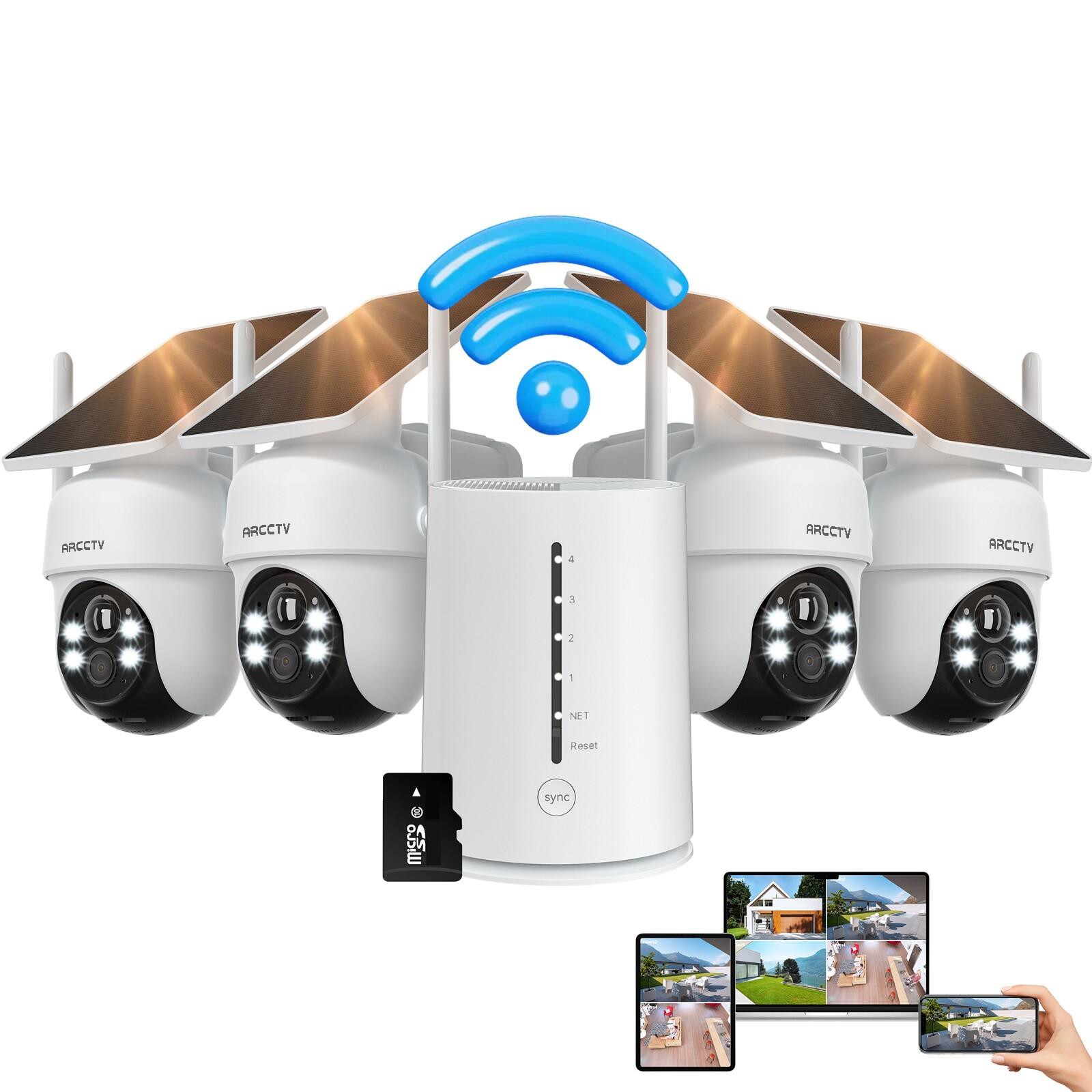 ARCCTV 2K 4Cam-Kit PTZ Solar Security Camera System Wireless Outdoor CCTV| Used