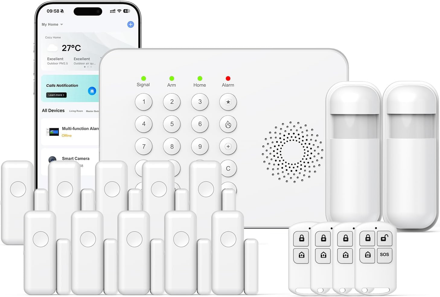 Wireless Home Security System Wifi/4G Home Alarm System with Phone APP Alert | V