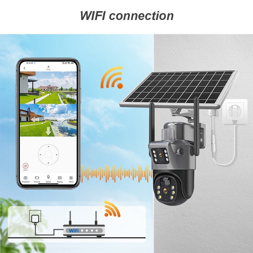 Sansco WiFi 4MP Wireless Solar Power PTZ IP Camera Security CCTV Night Vision
