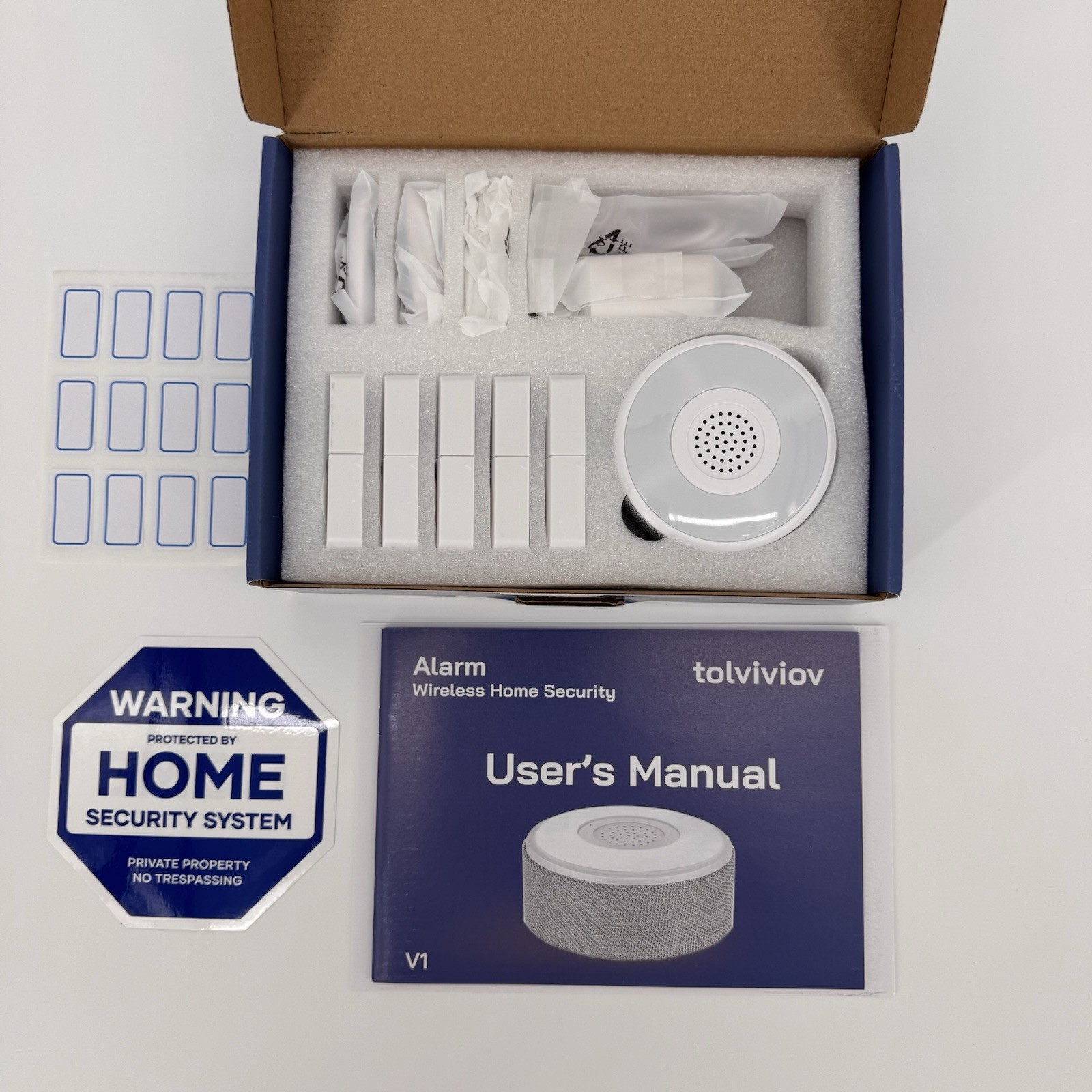 WiFi Door Alarm System, 8-Piece DIY Wireless Alarm Kit with Door Sensors