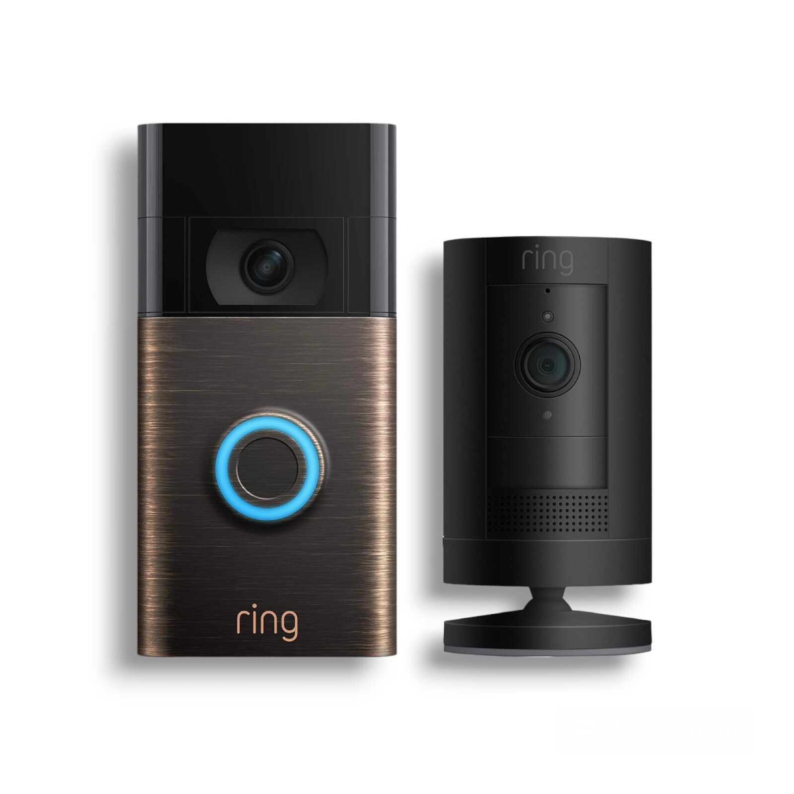 Ring Battery Doorbell Smart Wi-Fi Video Doorbell with Stick Up Cam Battery White