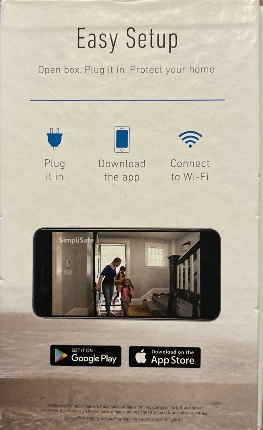 SimpliSafe Simplicam Indoor Security HD Camera Model SSCM1 24/7 Security WiFi