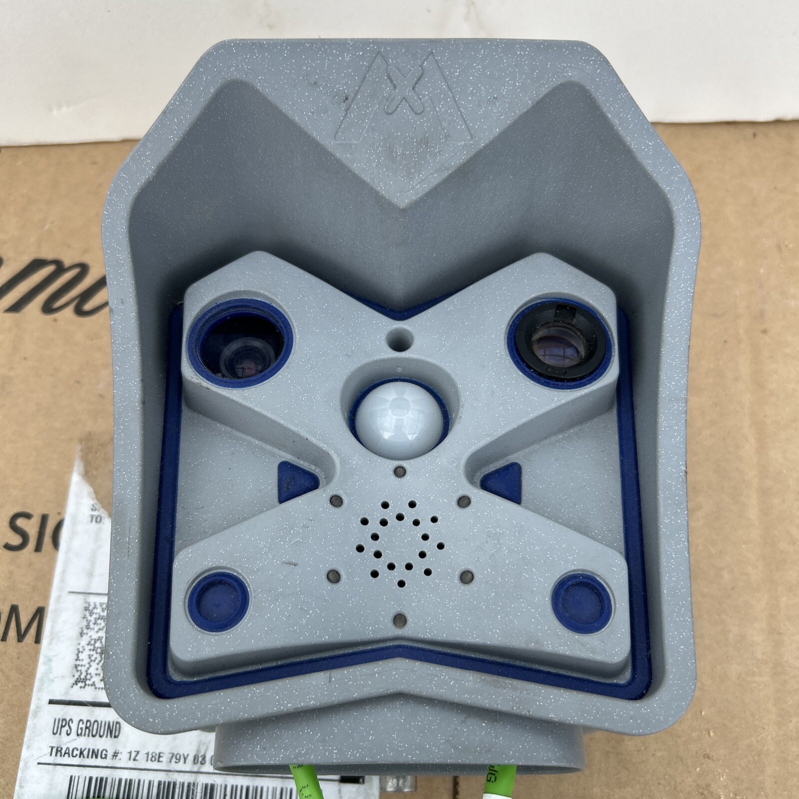 Mobotix Gray X Dual Lens Camera Professional Outdoor W Green Cables