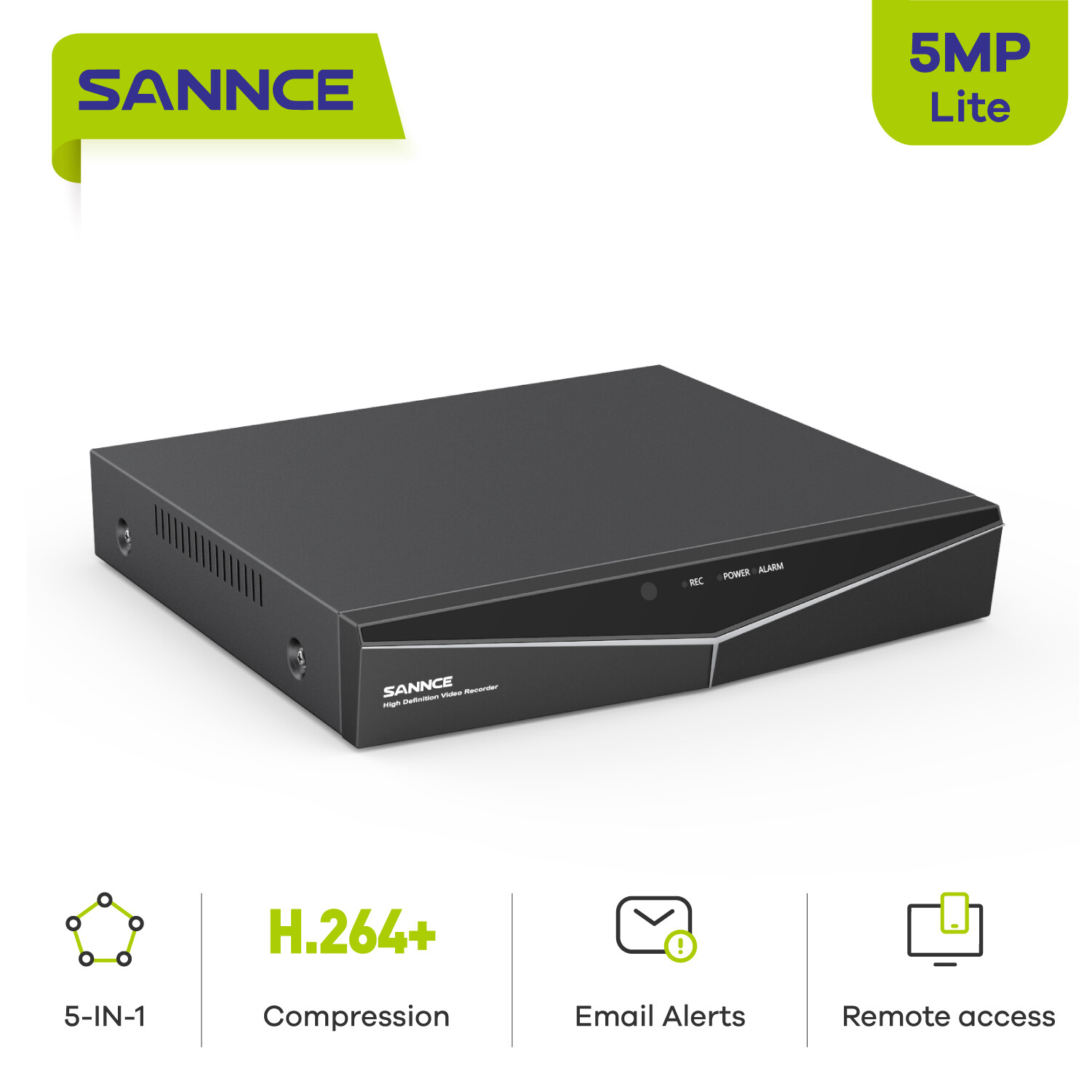 SANNCE 5IN1 HD 5MP 8CH DVR CCTV Video Recorder for Security System Email Alerts