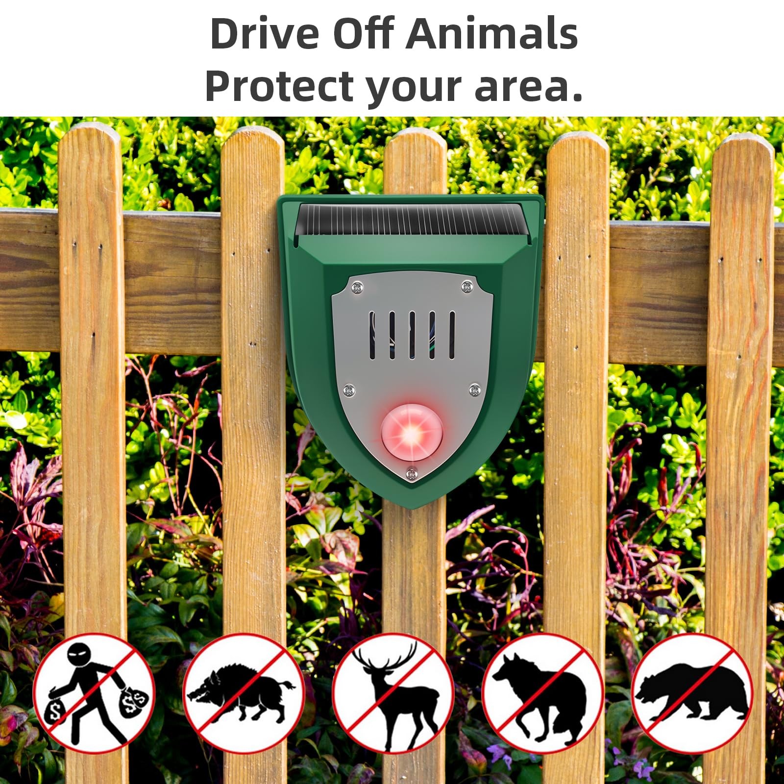 4-Pack Solar Motion Sensor Alarm with Sound and Ultrasonic, Ultrasonic Motion…