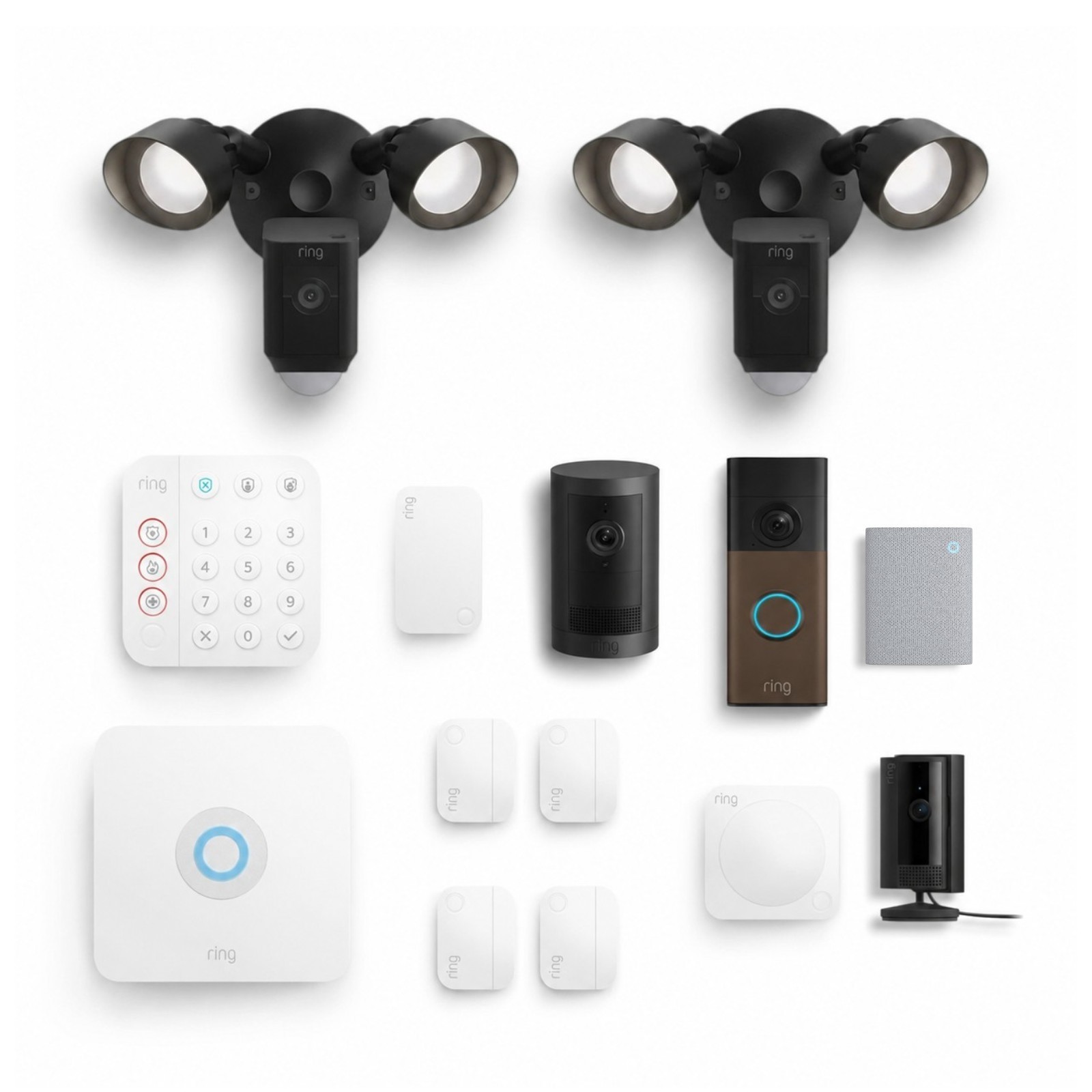 Ring Alarm Security Bundle with Battery Doorbell, Floodlight Plus, Outdoor Cam