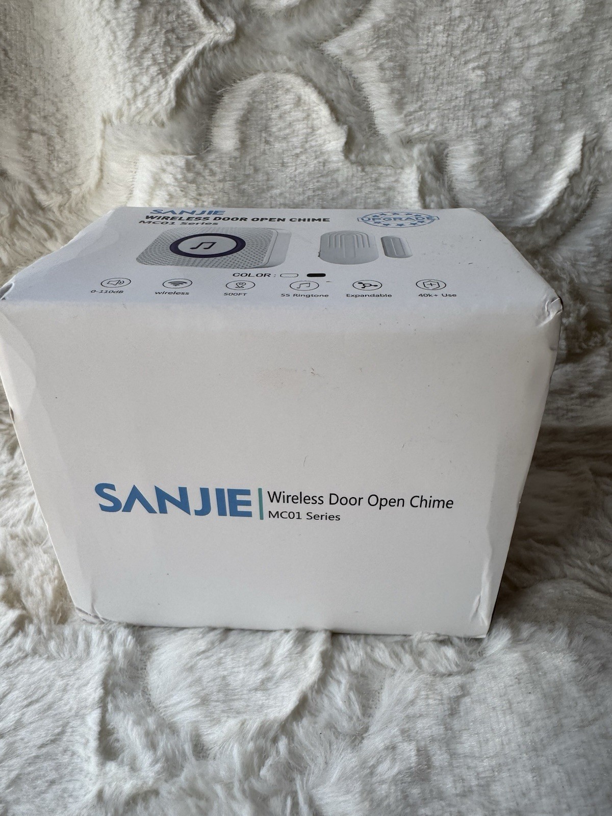 Door Chime,SanJie Wireless Sensor 2 Sensors + 1 Receiver White, White NIB