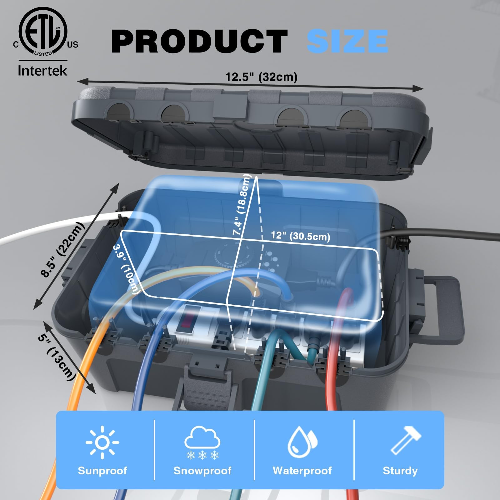 Flemoon IP54 Waterproof Box with Large Capacity Outdoor Weatherproof Gray