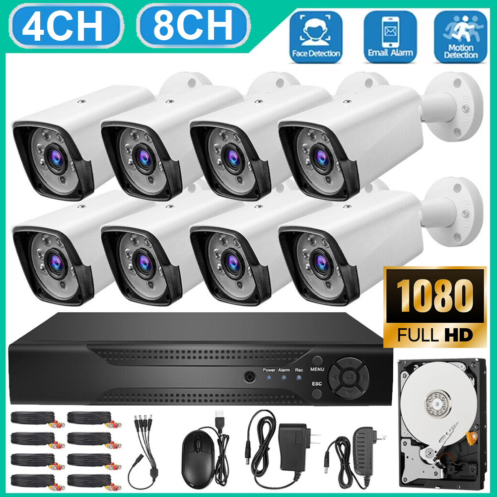 Wired Security CCTV Camera System Outdoor 4CH 8CH H.265 DVR & 4/8x Surveillance
