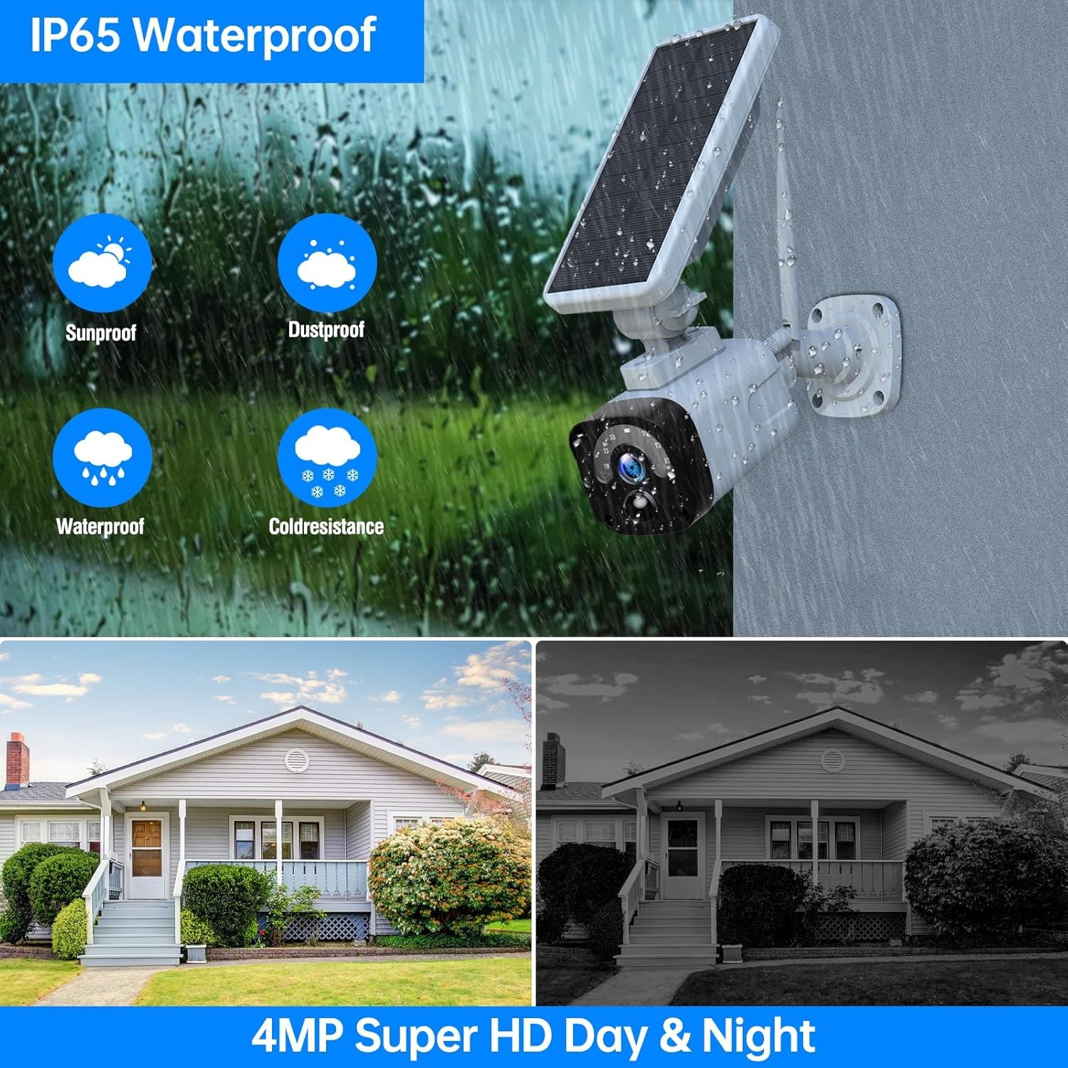 CAMCAMP Solar Battery Powered Wireless Security Camera System Outdoor Home Wifi