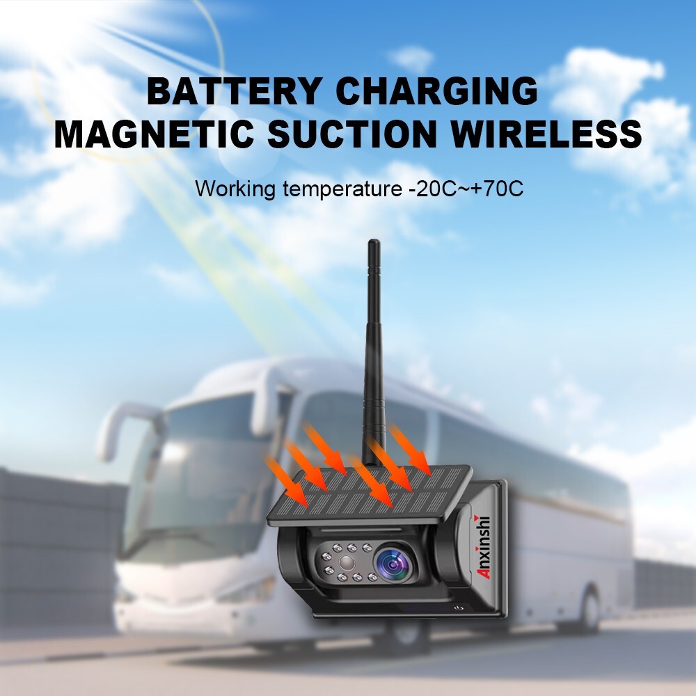 7″ Wireless Monitor DVR Solar Backup Camera Rechargeable Magnetic portable Cam