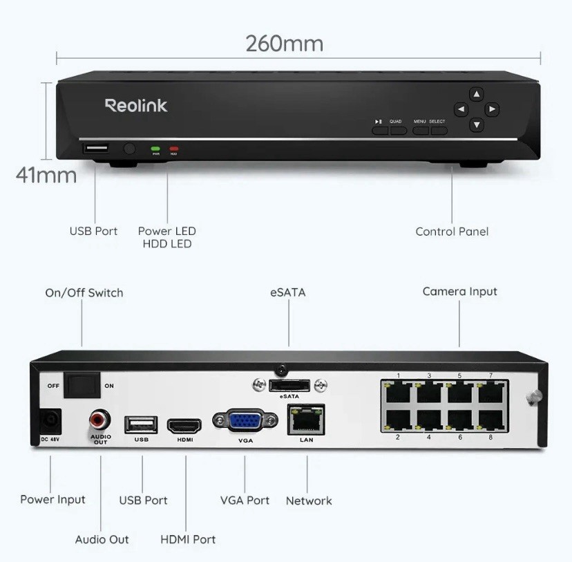 Reolink PoE Security Camera System 4K RLC-810A 8CH NVR Kit 2TB 6 Cameras