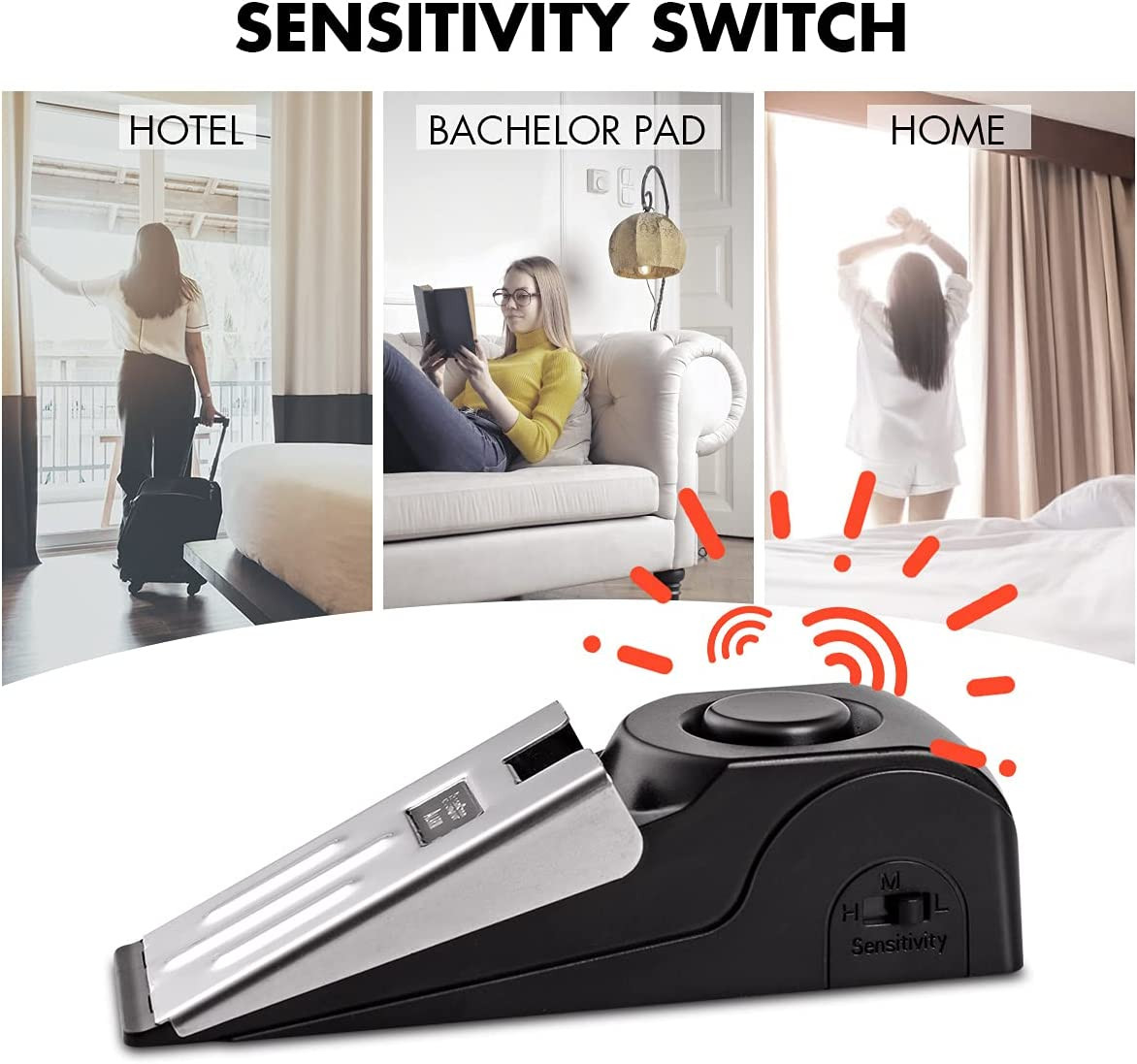 Door Stop Alarm, Door Stopper Security for Home Travel Apartment with 120DB Sire