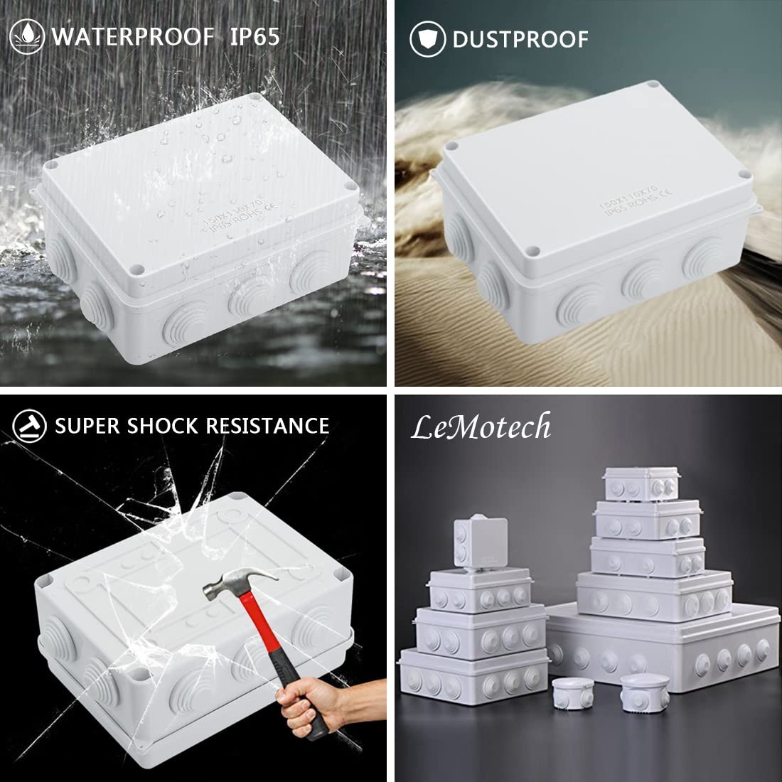 LeMotech ABS Plastic Dustproof Waterproof 5.9″ x 4.3″ x 2.8″ (1pc), White