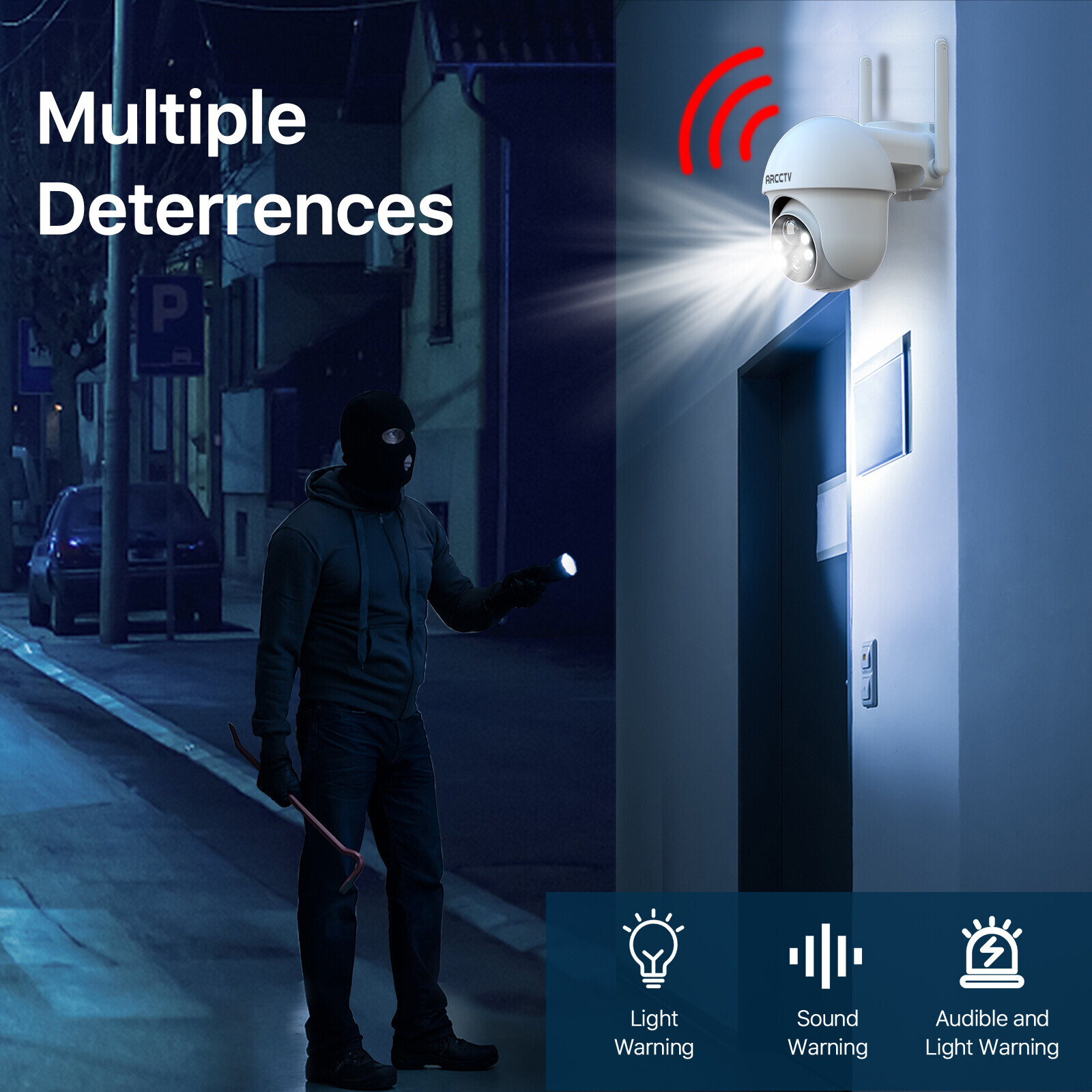 ANRAN Outdoor Solar Security Camera 3MP Wireless Wifi 360°PTZ Night Vision 2Pack