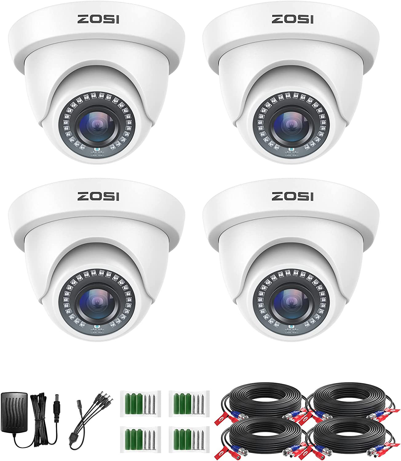 ZOSI 4 Pack 1080P Indoor Outdoor CCTV Security Camera System 80ft Night Vision
