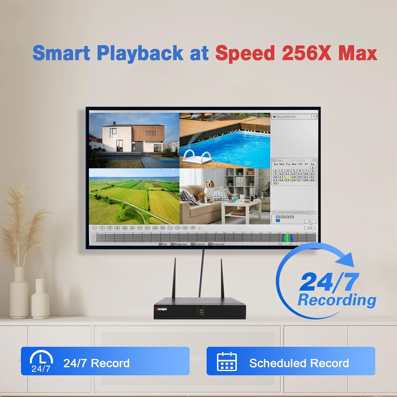 4K Home Security Camera System, 8Pcs 5MP Corded Power Wifi Surveillance Cameras