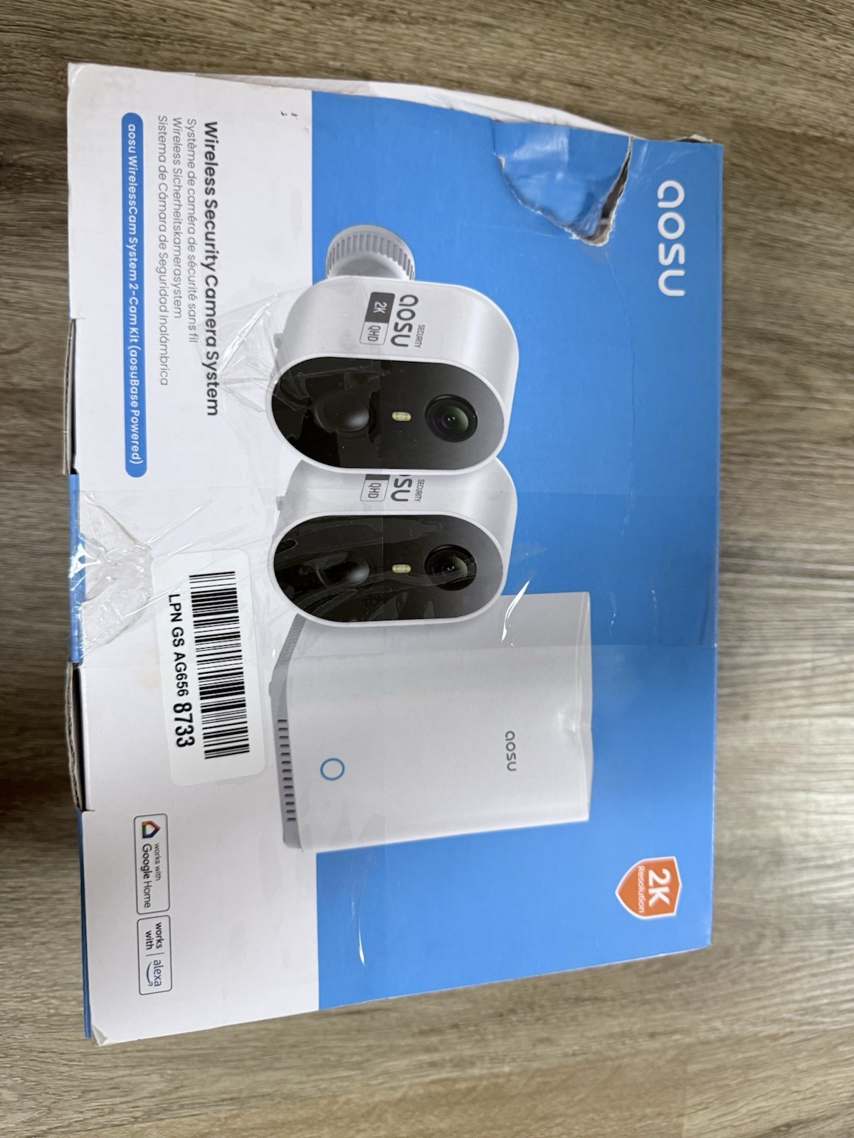 aosu Wireless 2K QHD Security Camera System w/ HomeBase, 2-Cam Set