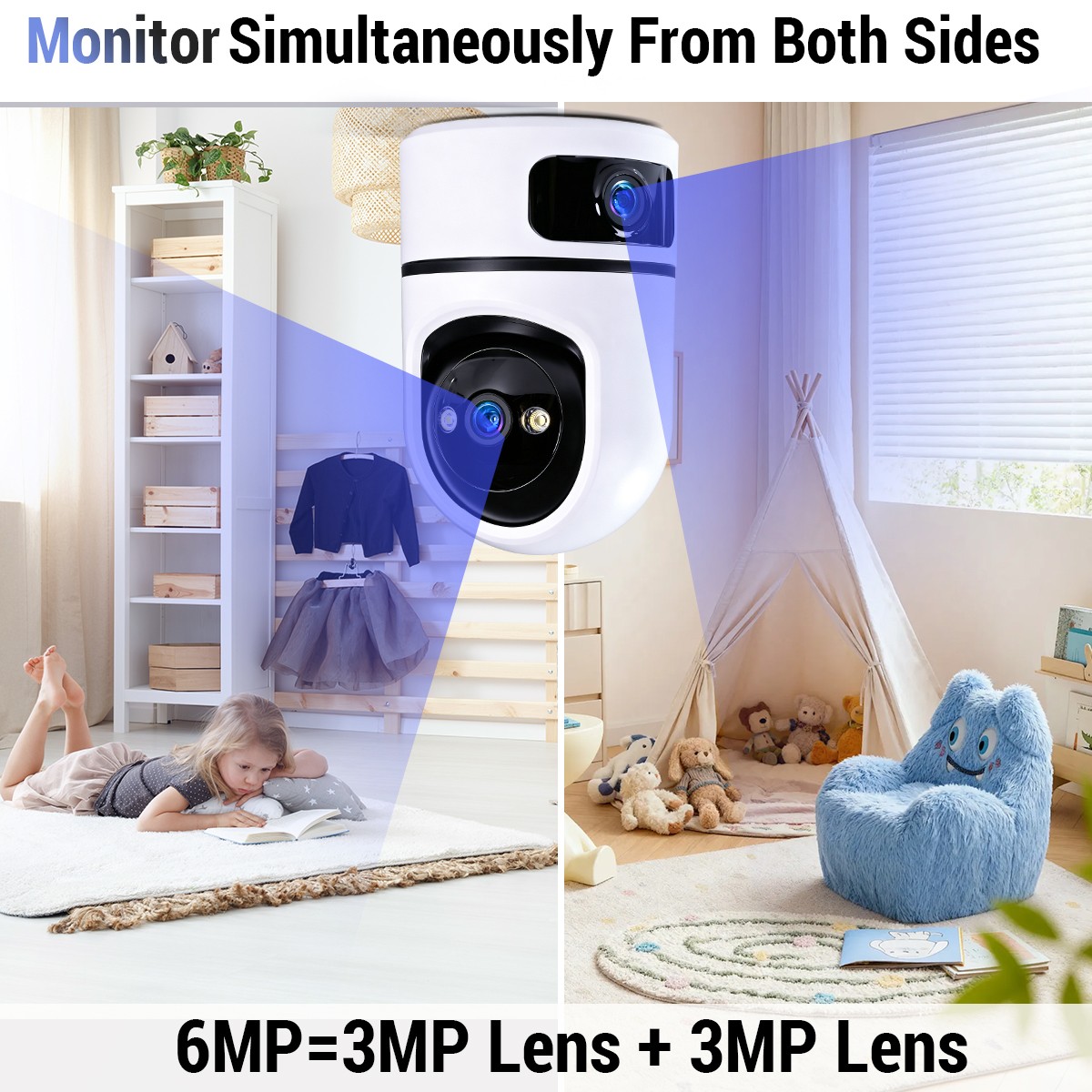 2K Audio Security IP Camera Dual Lens Indoor AI Human Detect Color Night Vision