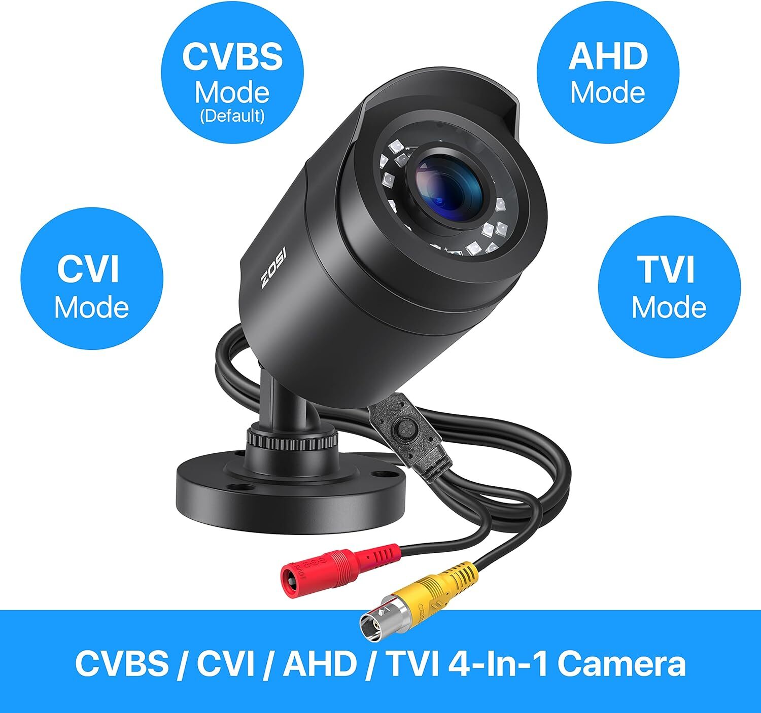 ZOSI 4 IN 1 CCTV Security Camera Waterproof Outdoor 1080p 80ft Night Vision