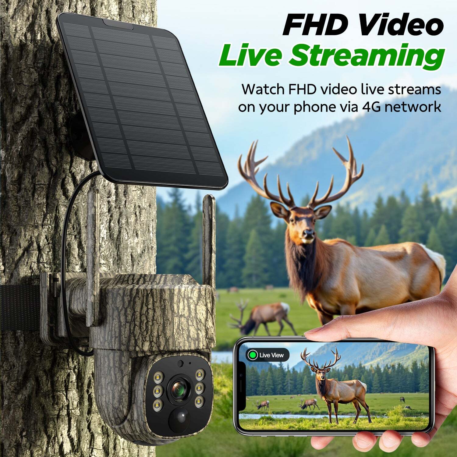 Campark Solar 4G LTE Cellular 15MP 2.5K Wildlife Hunting Night Vision 7800mAh