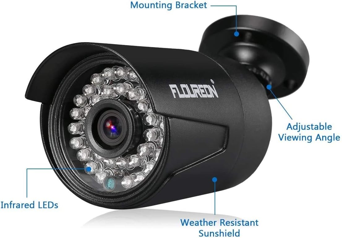 FLOUREON Wired 8CH 1TB 5in1 Hybrid DVR 1080P Outdoor Security Camera System Kit