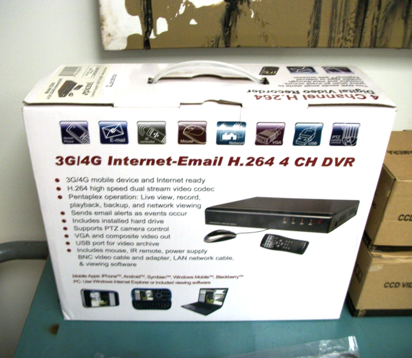 PICZEL 7204 Surveillance System 4CH DVR w/Internet 4 IR Cams & Install Kit – NEW